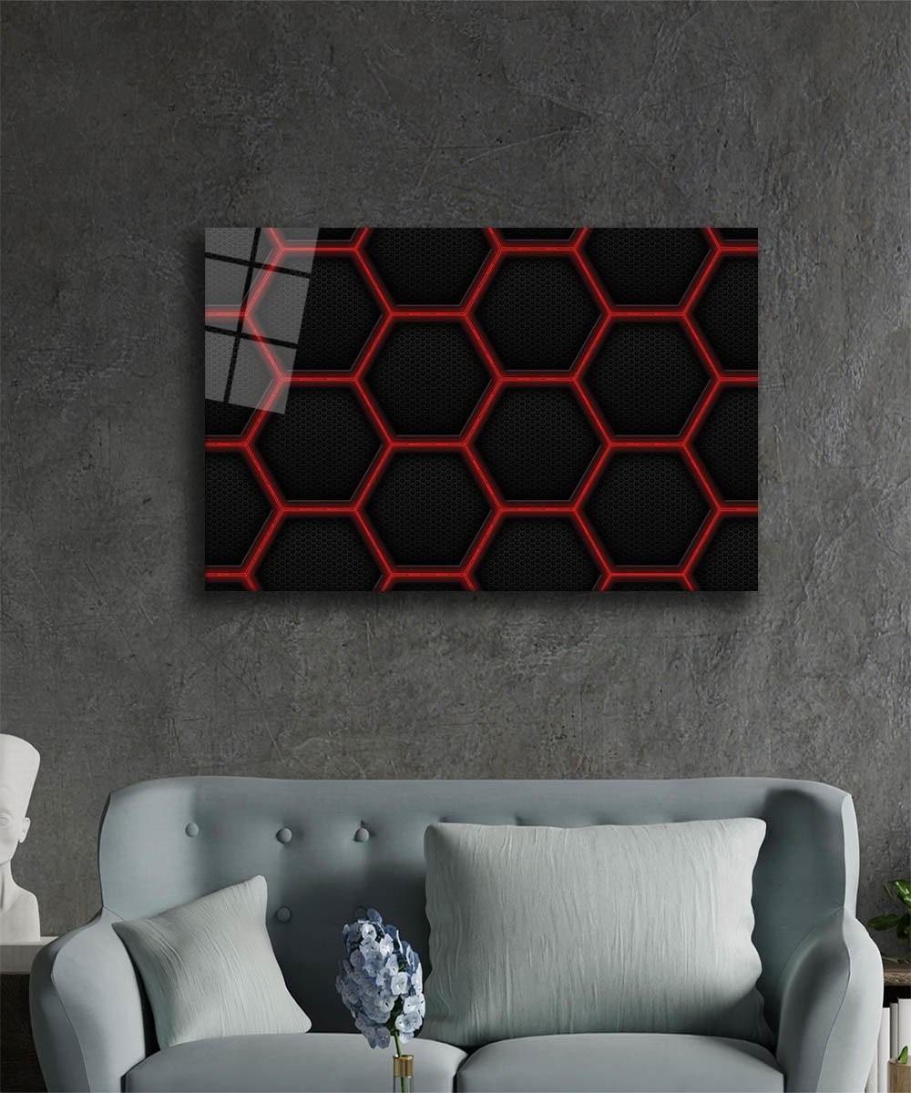 Geometrik-33 Mimari Cam Tablo  4mm Dayanıklı Temperli Cam, Geometric Architecture Glass Wall Decor