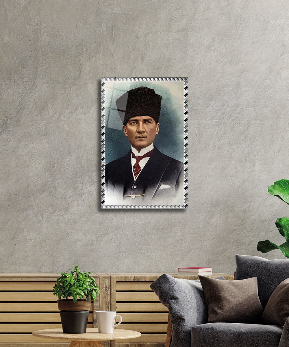 Atatürk-83 Cam Tablo 4mm Dayanıklı Temperli Cam, Atatürk Glass Wall Art