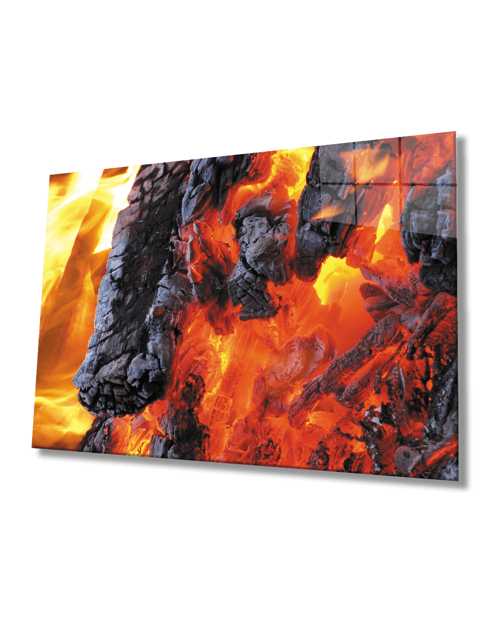 Ateş Köz Cam Tablo 4mm Dayanıklı Temperli Cam Fire Glass Painting