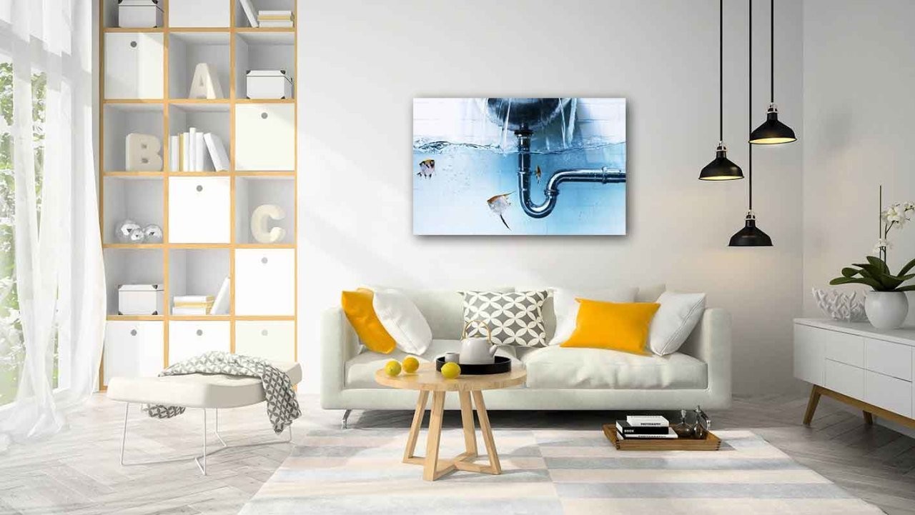 Sifon Ve Balıklar Cam Tablo 4mm Dayanıklı Temperli Cam