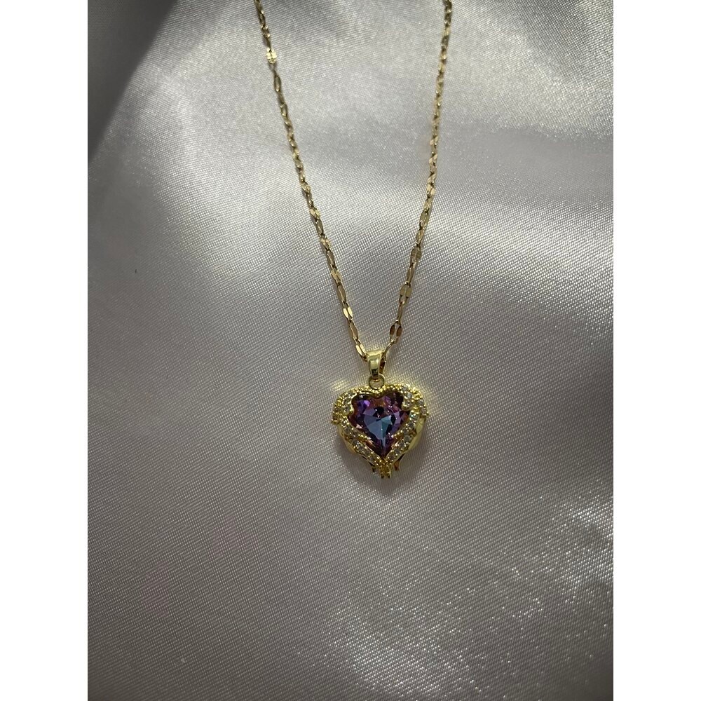 Gold mor kalpli kolye