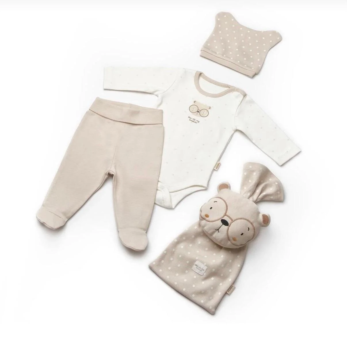  Unisex 0–3 Ay Bebek Takımı – Oyuncaklı 3’lü Set | Yenidoğan