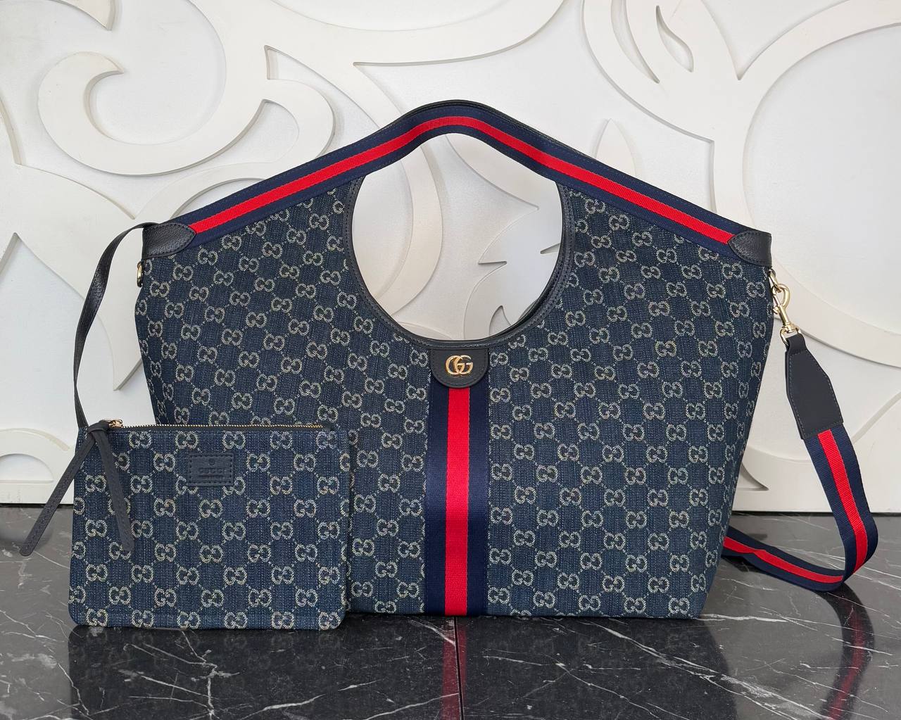 Highest Quality Gigli Large Tote Bag Fashion Shoulder Bags - NavyBlue
