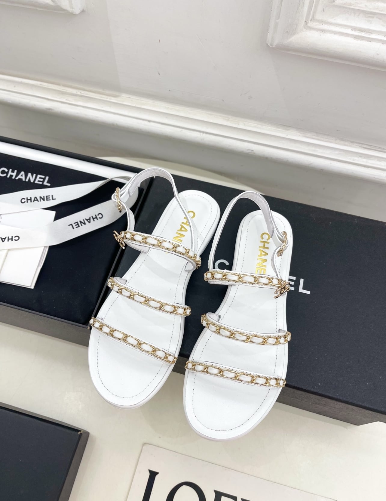 Highest Quality Leather Low Heel Sandals - White