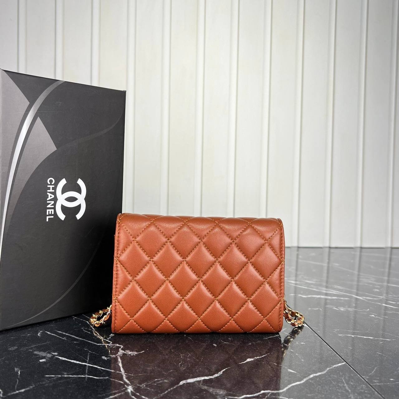 Highest Quality  Coco Woc Chain Clutch Small Genuine Leather Shoulder&Crossbody Bags
