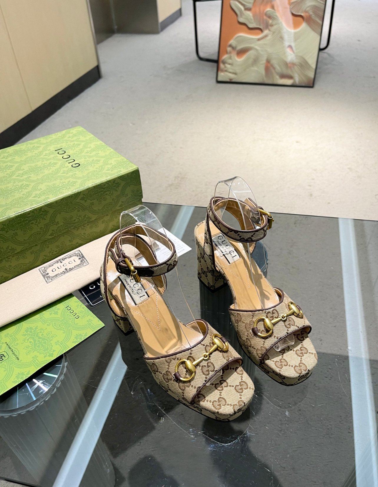 A+++ Quality Luxury Designer Heeled Leather Sandals - Monogram