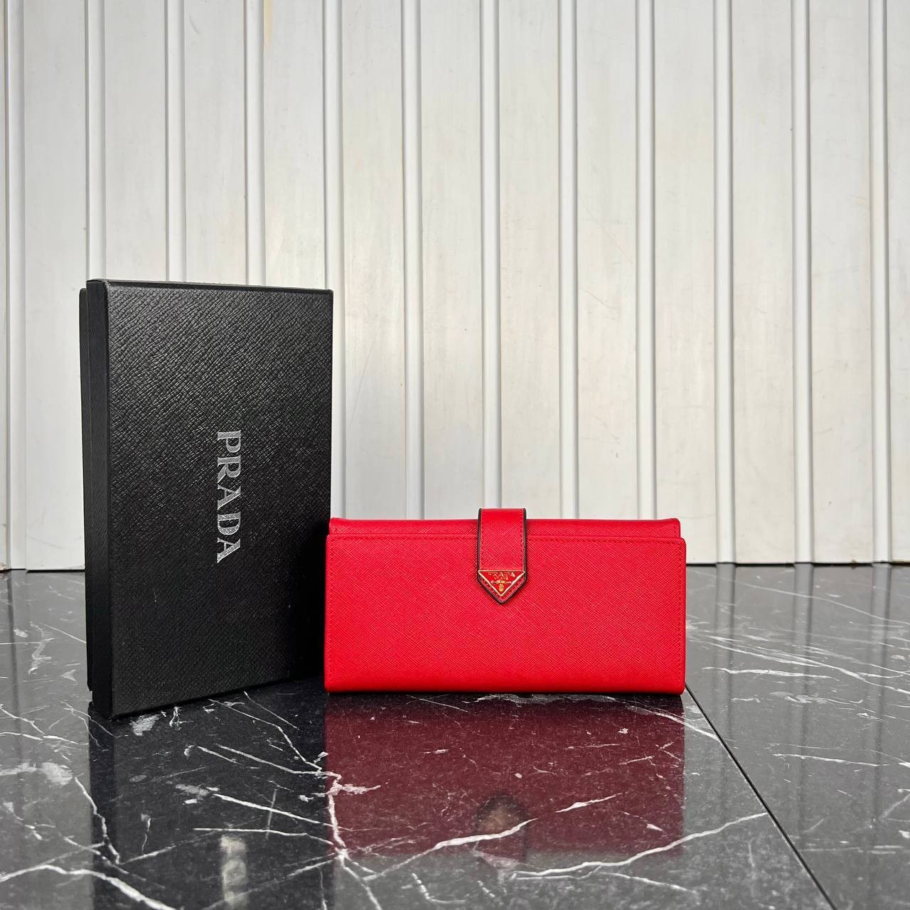 Saffiano Flap Wallet , Leather Fashion Wallets - Red