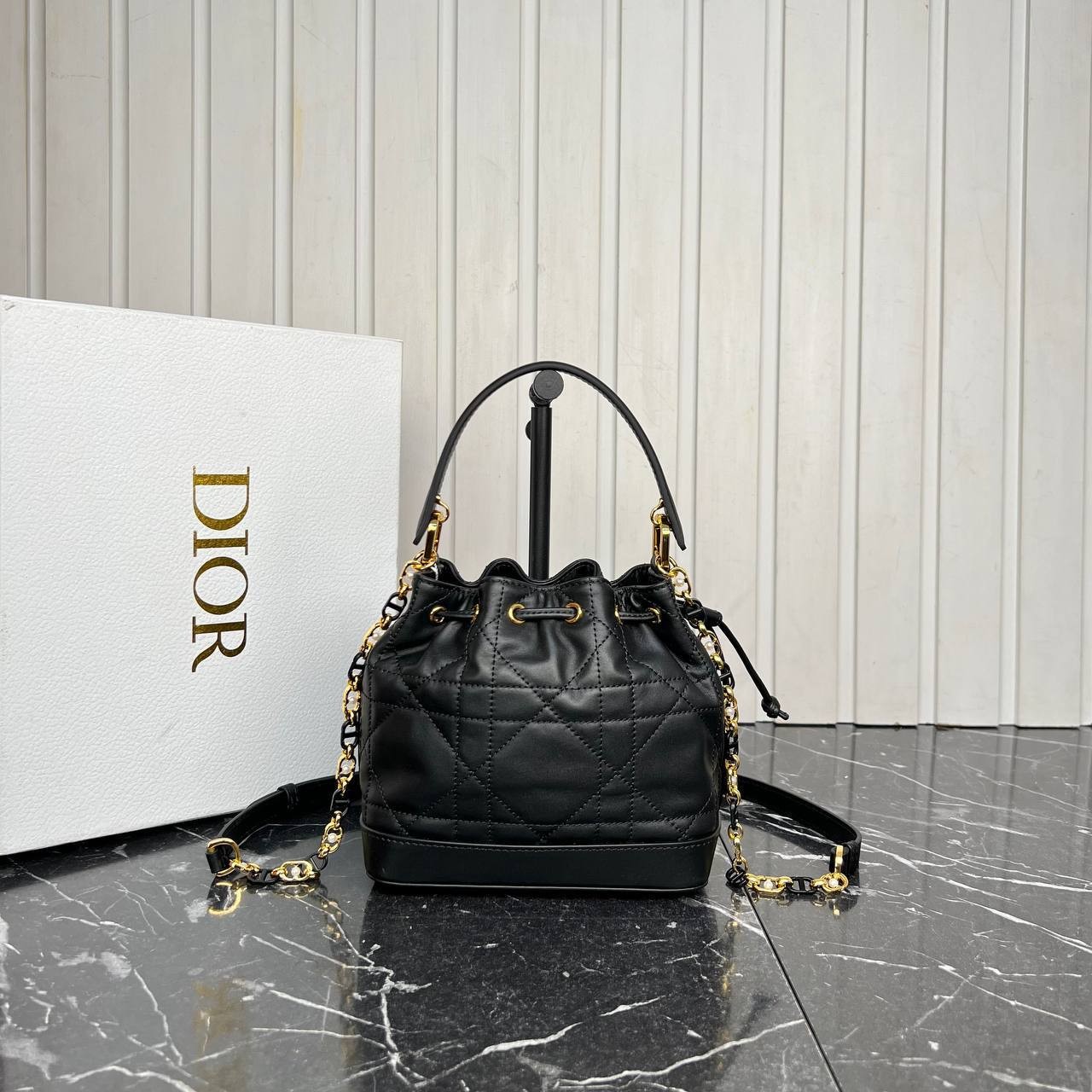 Bucket Bag Small Leather Shoulder Bags, Luxury Bags - Black