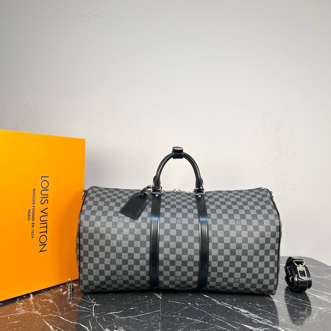 Highest Quality  Keepall Bandouliere 55 , Sport Suaitcase , Luxury Bags - Black Damier