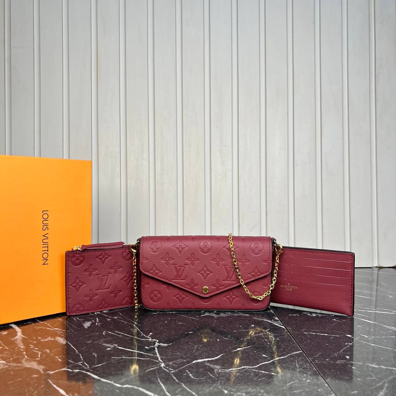 Felicie Pochette Leather Bags, Highest Quality Luxury Bag - Burgundy