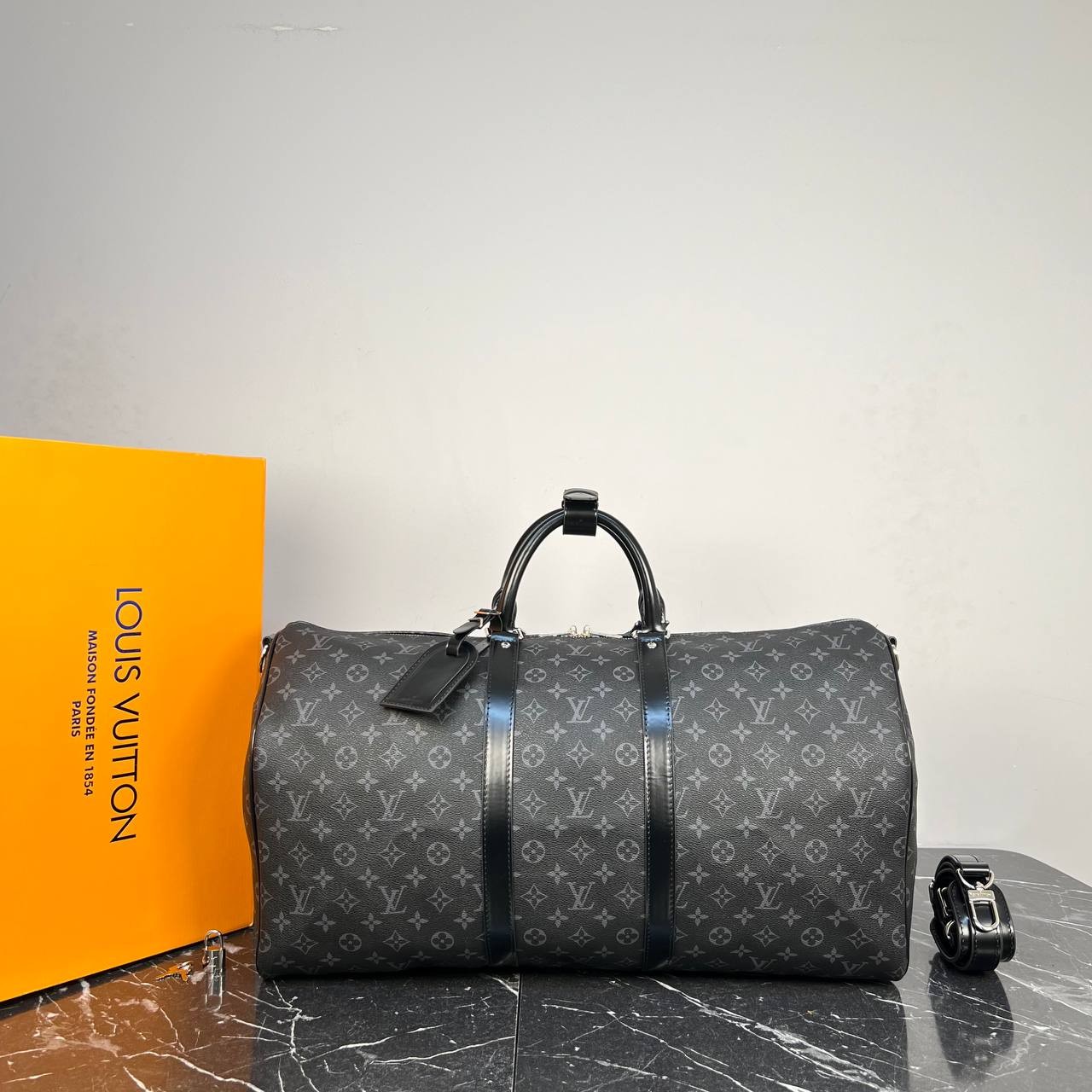 Highest Quality  Keepall Bandouliere 55 , Sport Suaitcase , Luxury Bags - Black Monogram