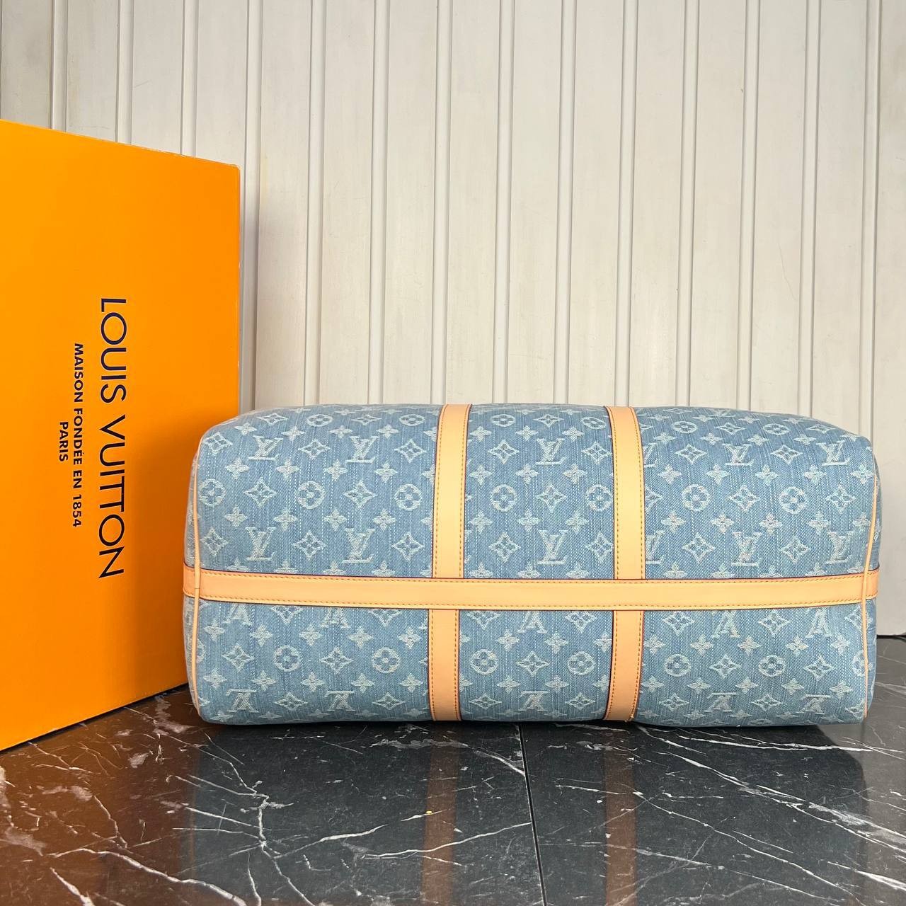 Luxury Keepall Bandouliere Denim 50 Sports Bag