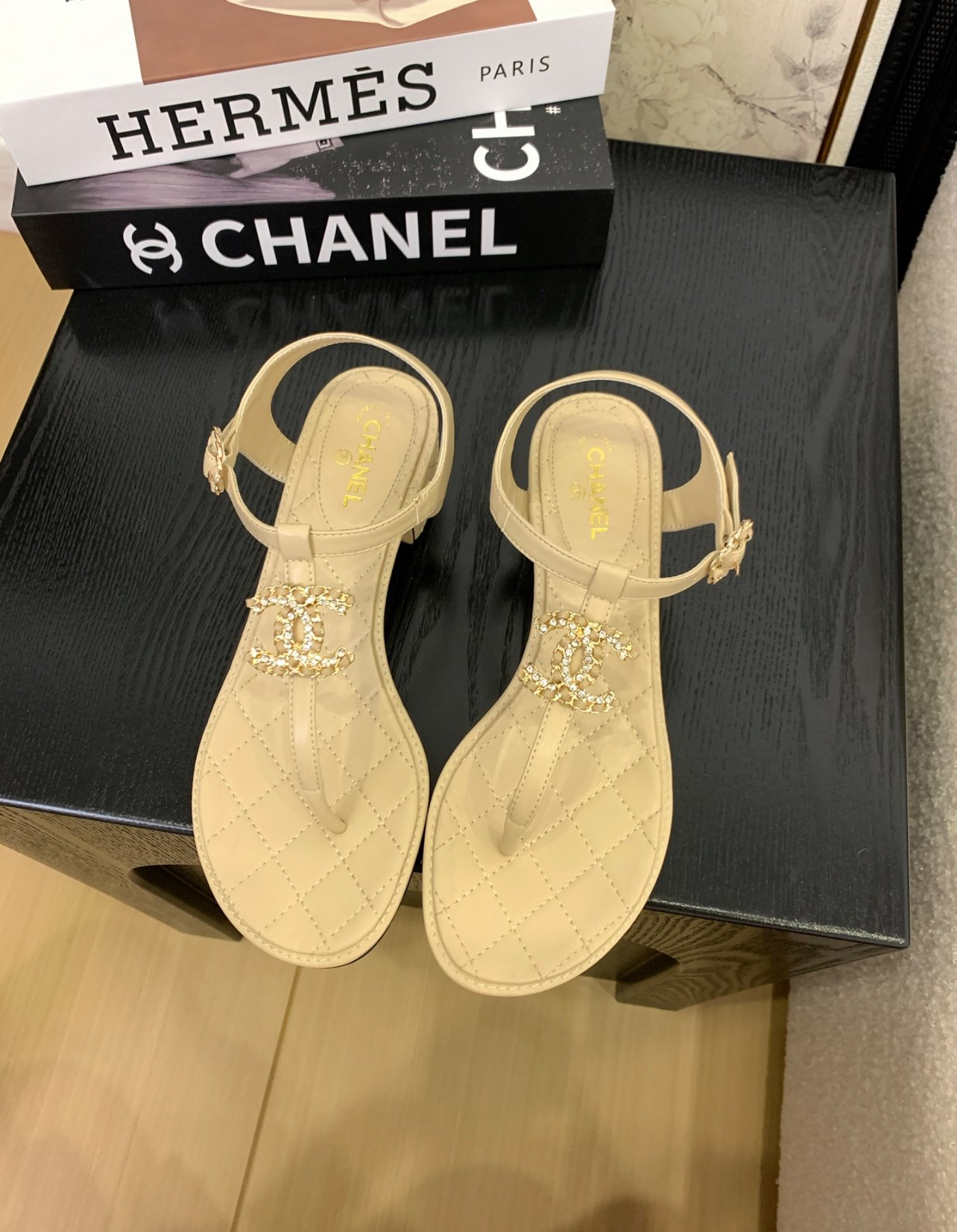 A+++ Quality Luxury Designer  Leather Sandals - Beige