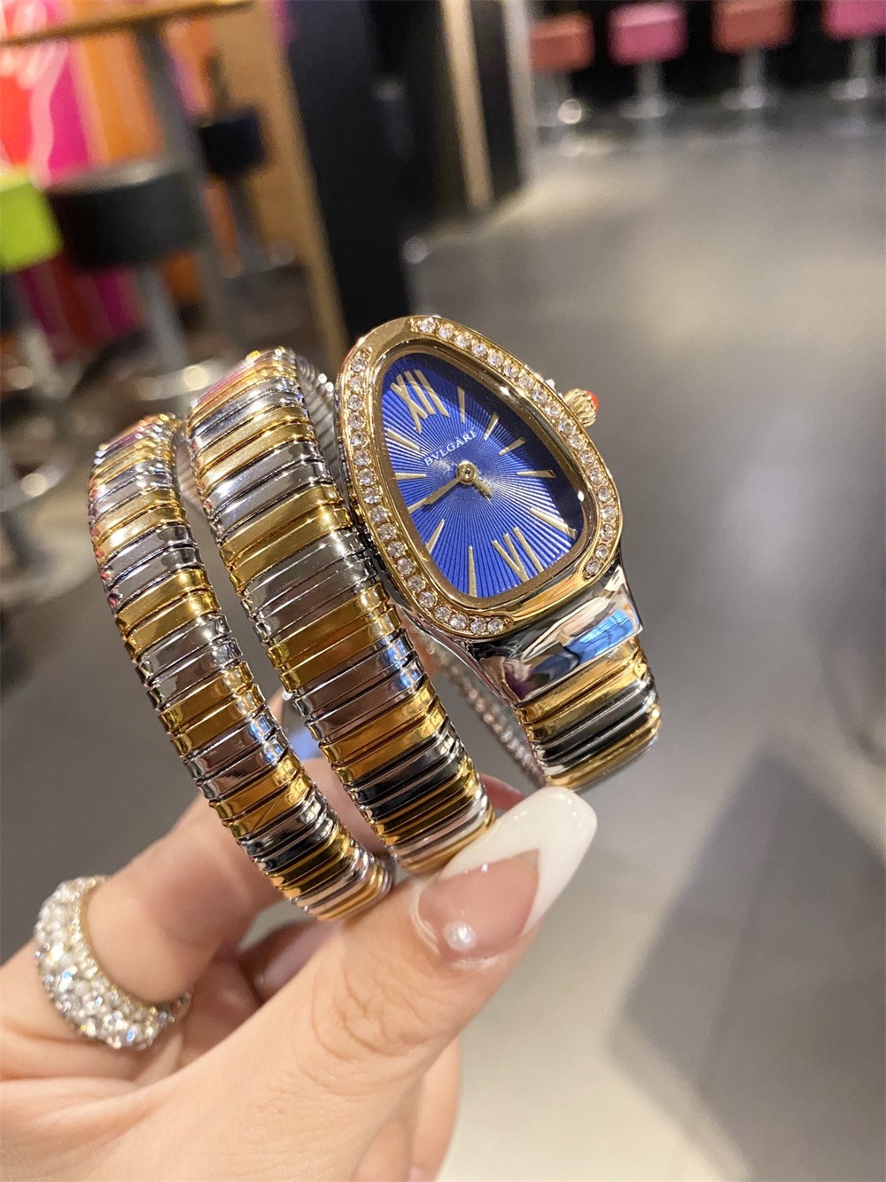 Luxury Snake WristWatch, Fashion Women Watches,Snake  - Gold-Silver-Blue