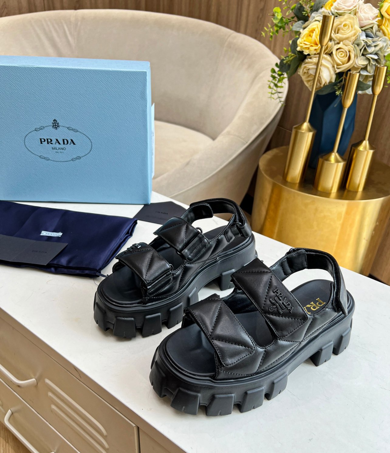 A+++ Quality Luxury Designer Sandals  - Black