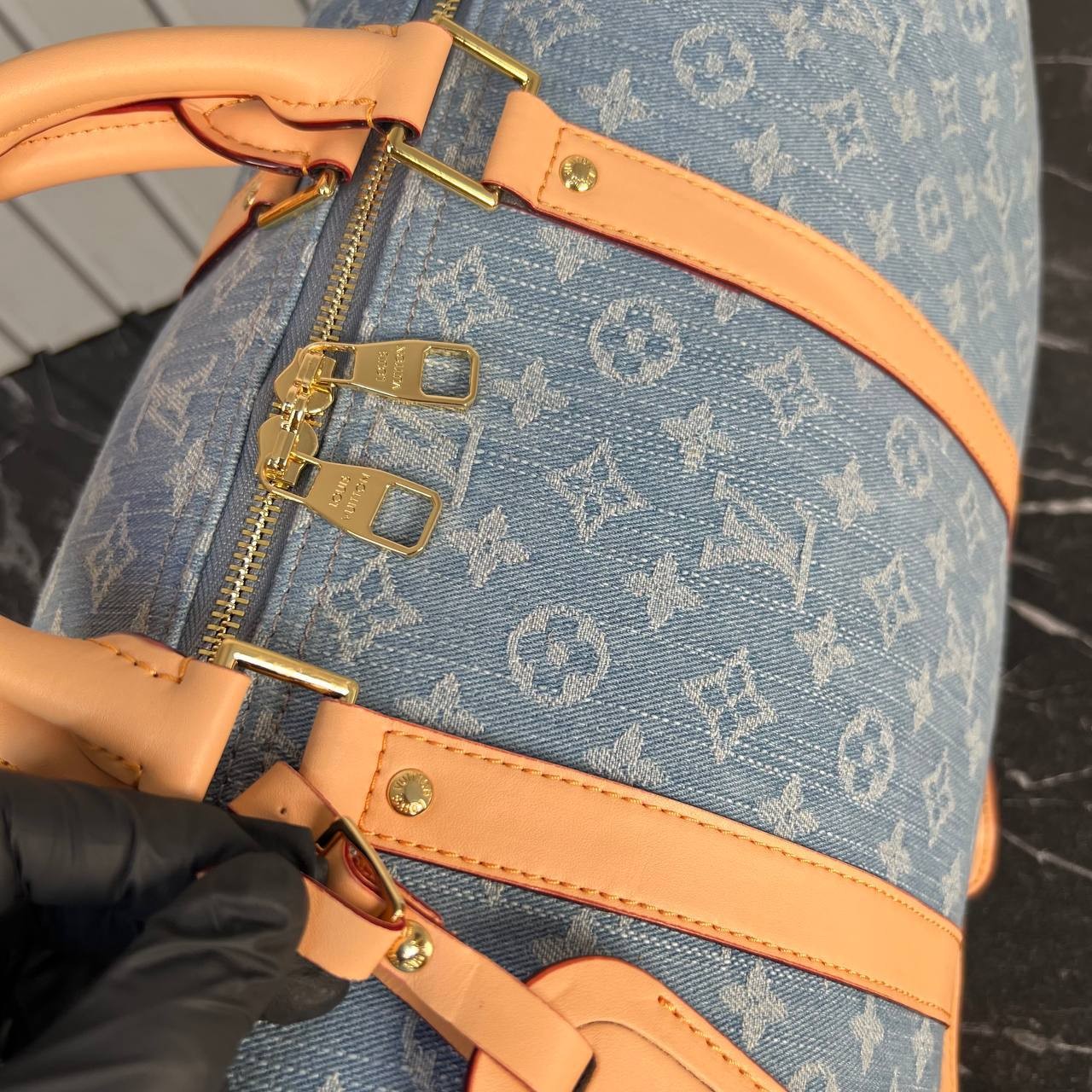 Luxury Keepall Bandouliere Denim 50 Sports Bag
