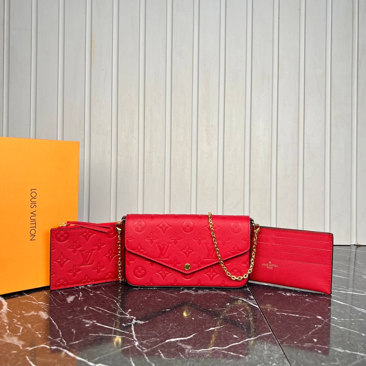 Felicie Pochette Leather Bags, Highest Quality Luxury Bag - Red