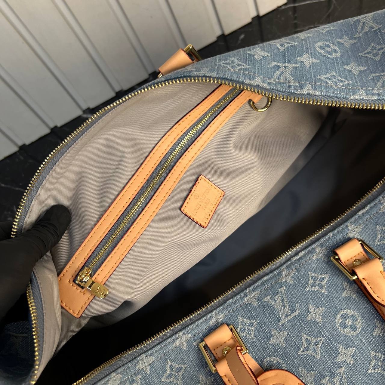 Luxury Keepall Bandouliere Denim 50 Sports Bag