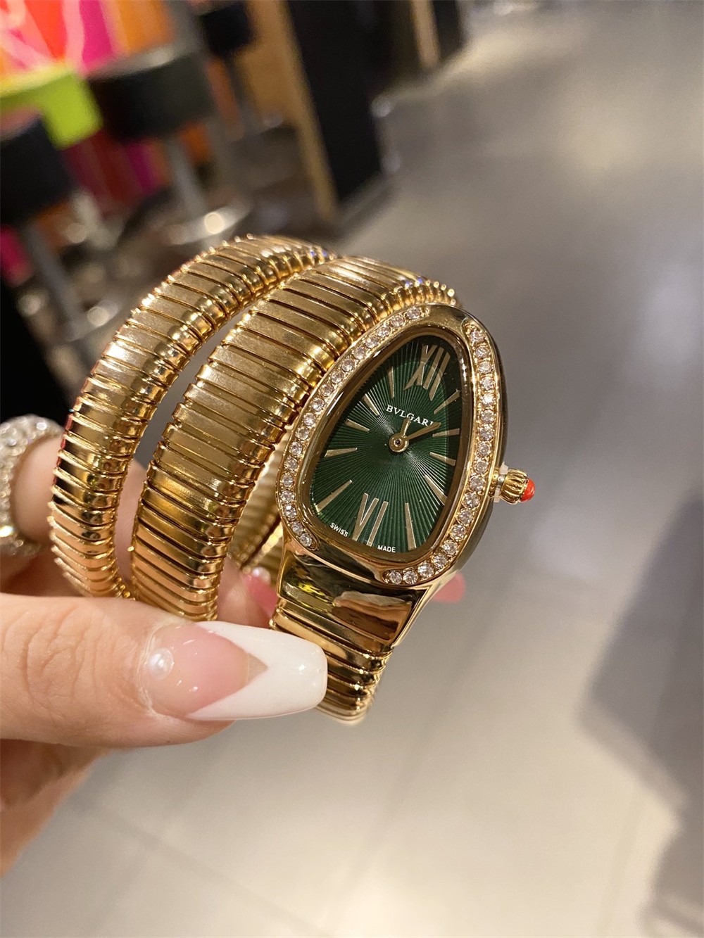 Luxury Snake WristWatch, Fashion Women Watches,Snake  - Gold&Green