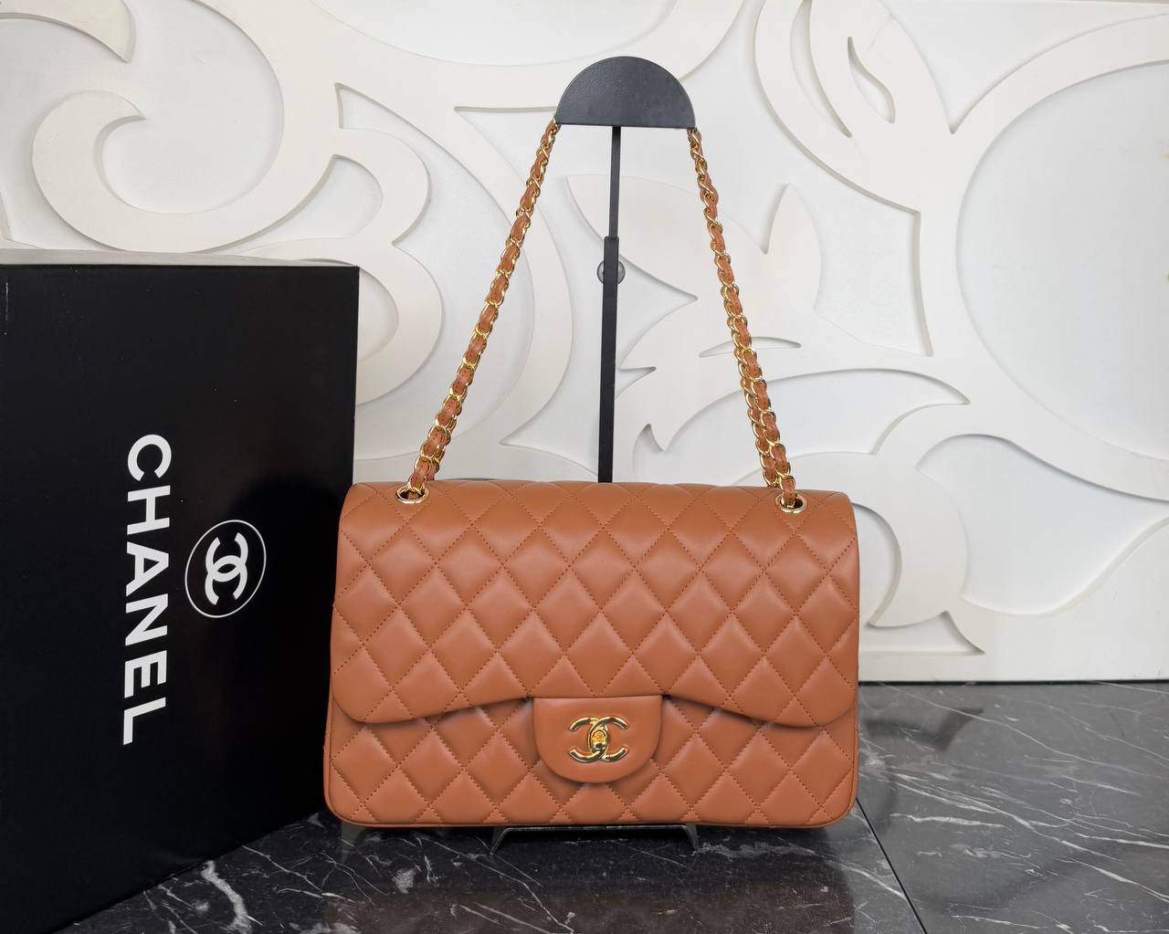 3.55 Jumbo Classic Leather Bag, A++Quality Luxury Shoulder Bag