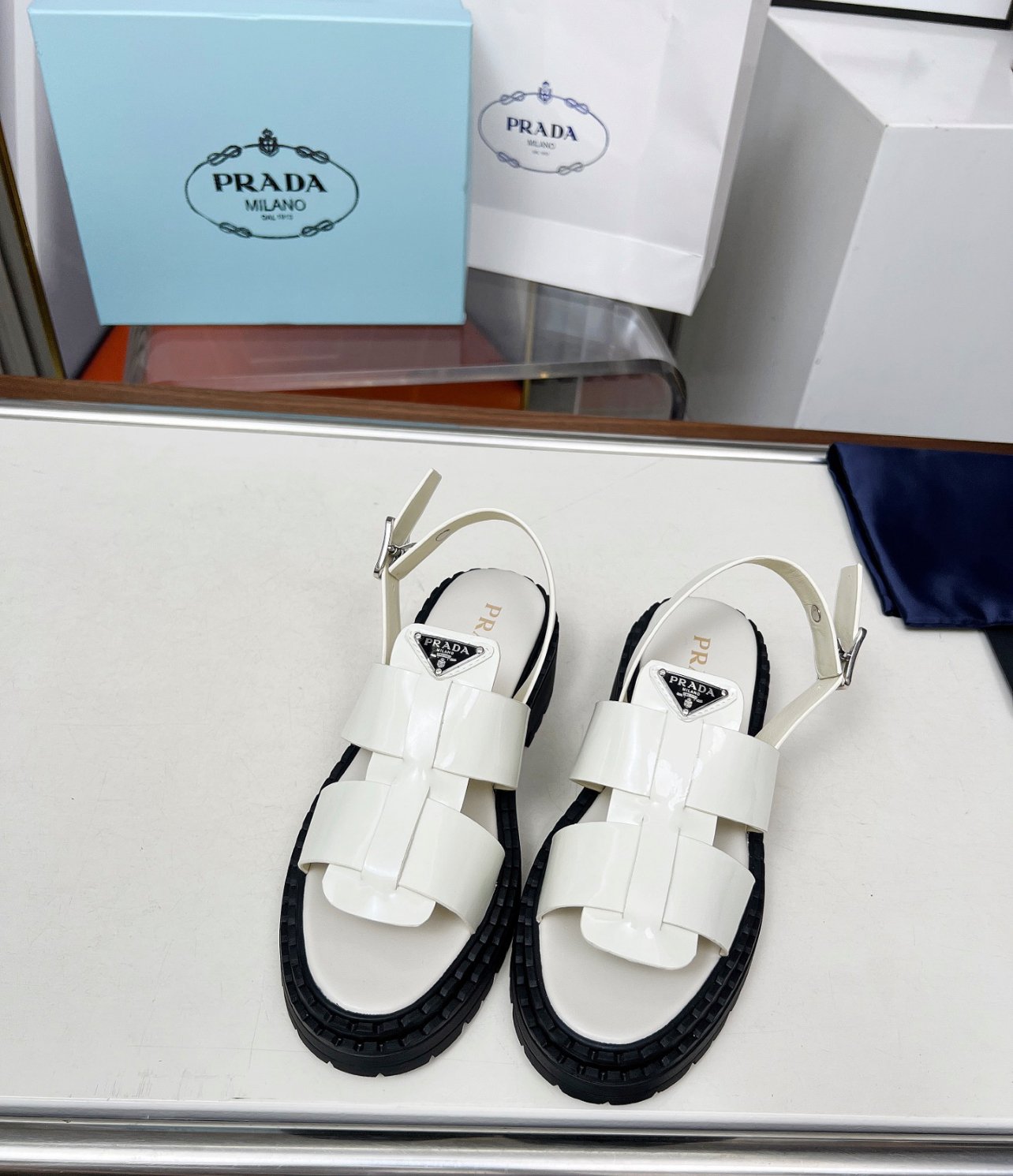 A+++ Quality Luxury Designer Leather Heeled Sandals - White