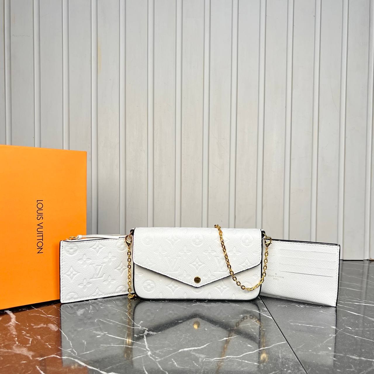 Felicie Pochette Leather Bags, Highest Quality Luxury Bag - White