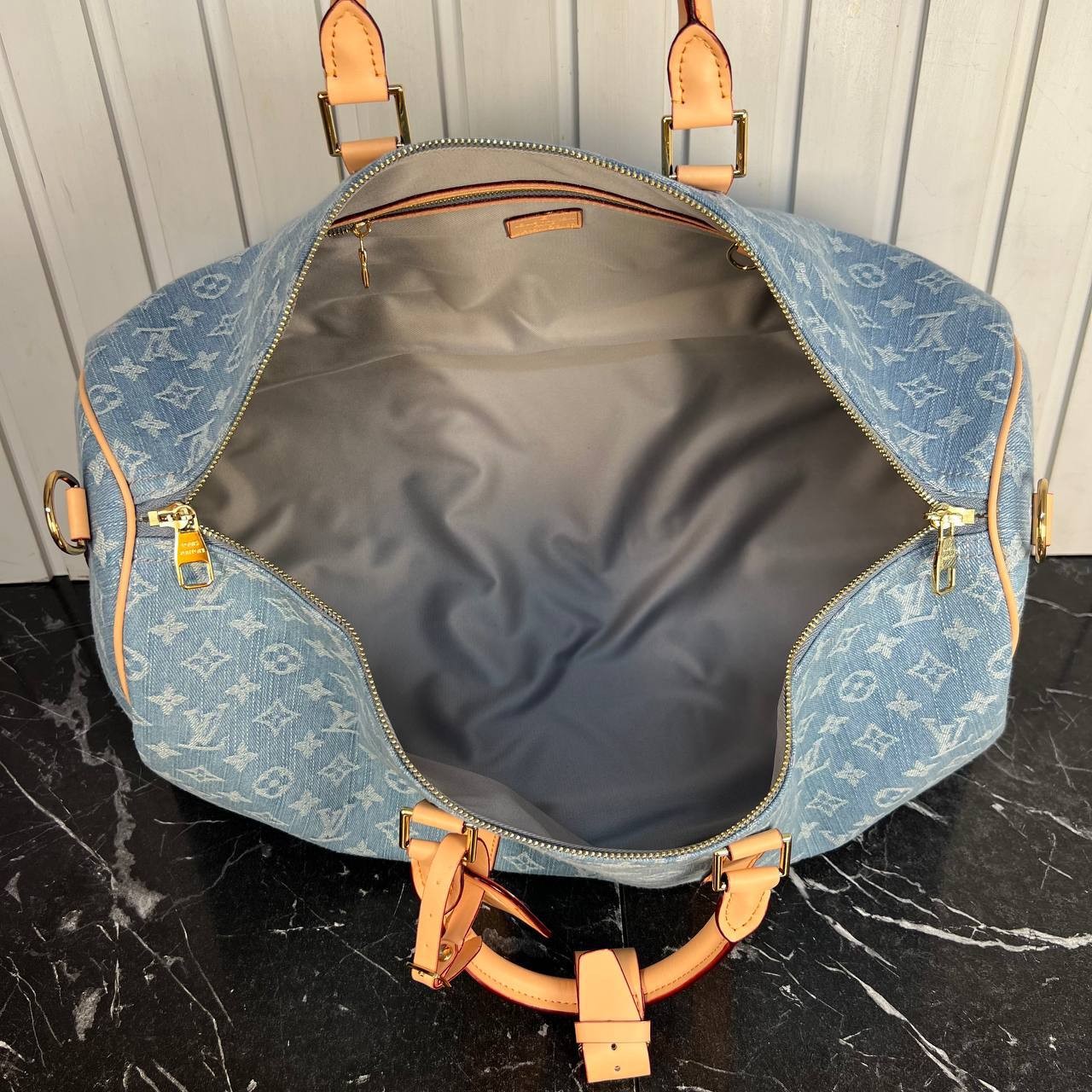 Luxury Keepall Bandouliere Denim 50 Sports Bag