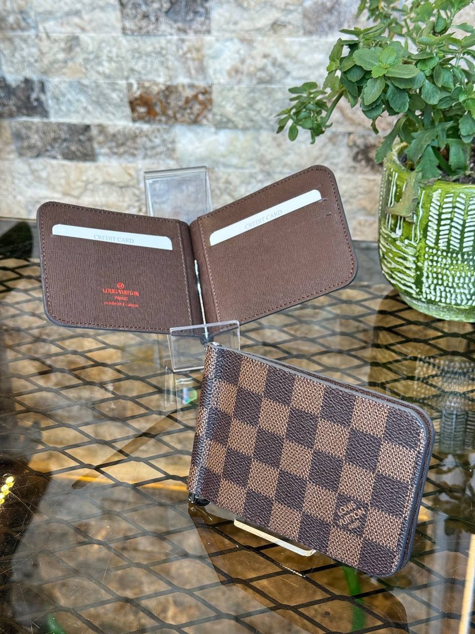 Luxury Leather Damier Wallet, Highest Quality Leather Wallet - Brown