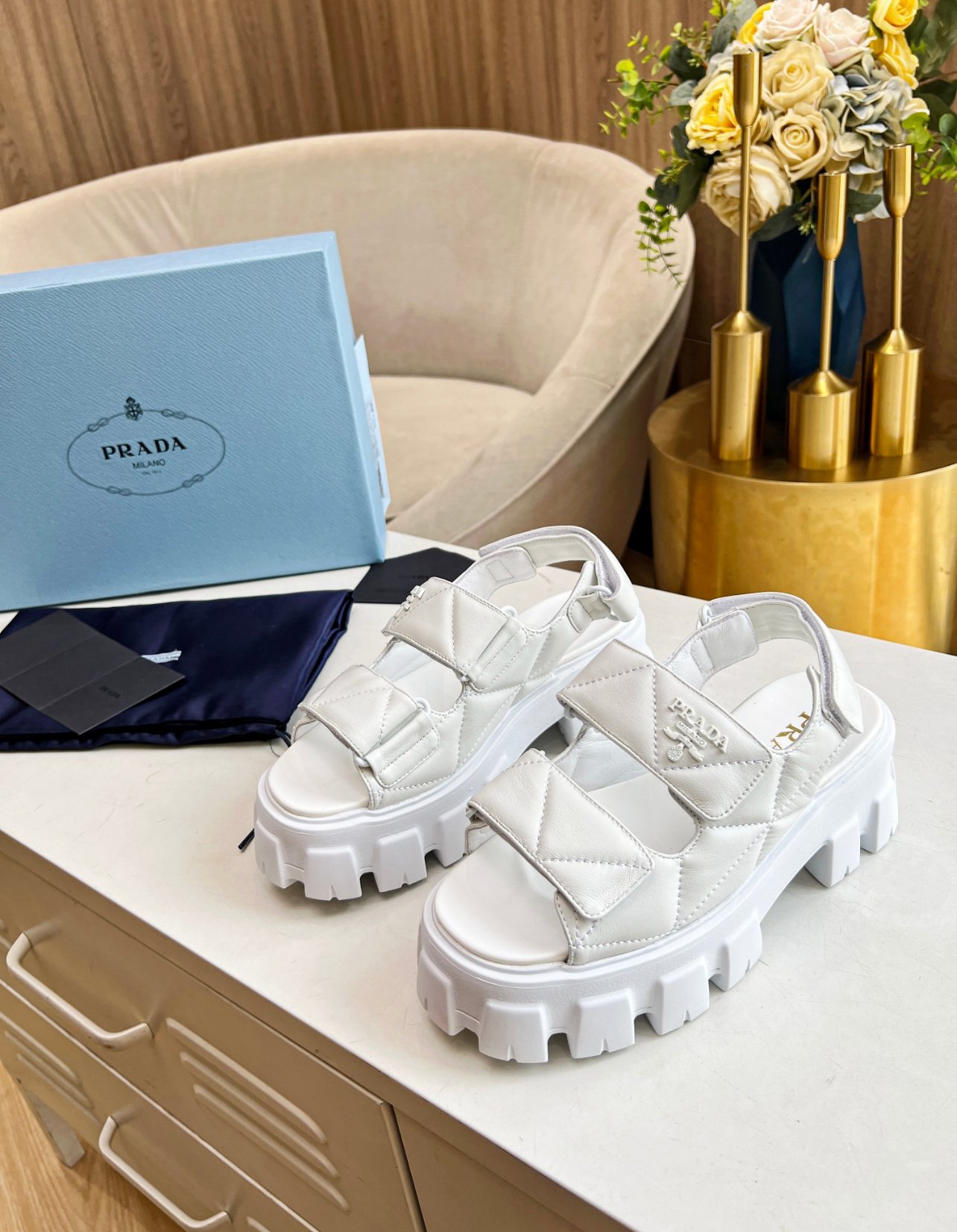 A+++ Quality Luxury Designer Sandals  - White