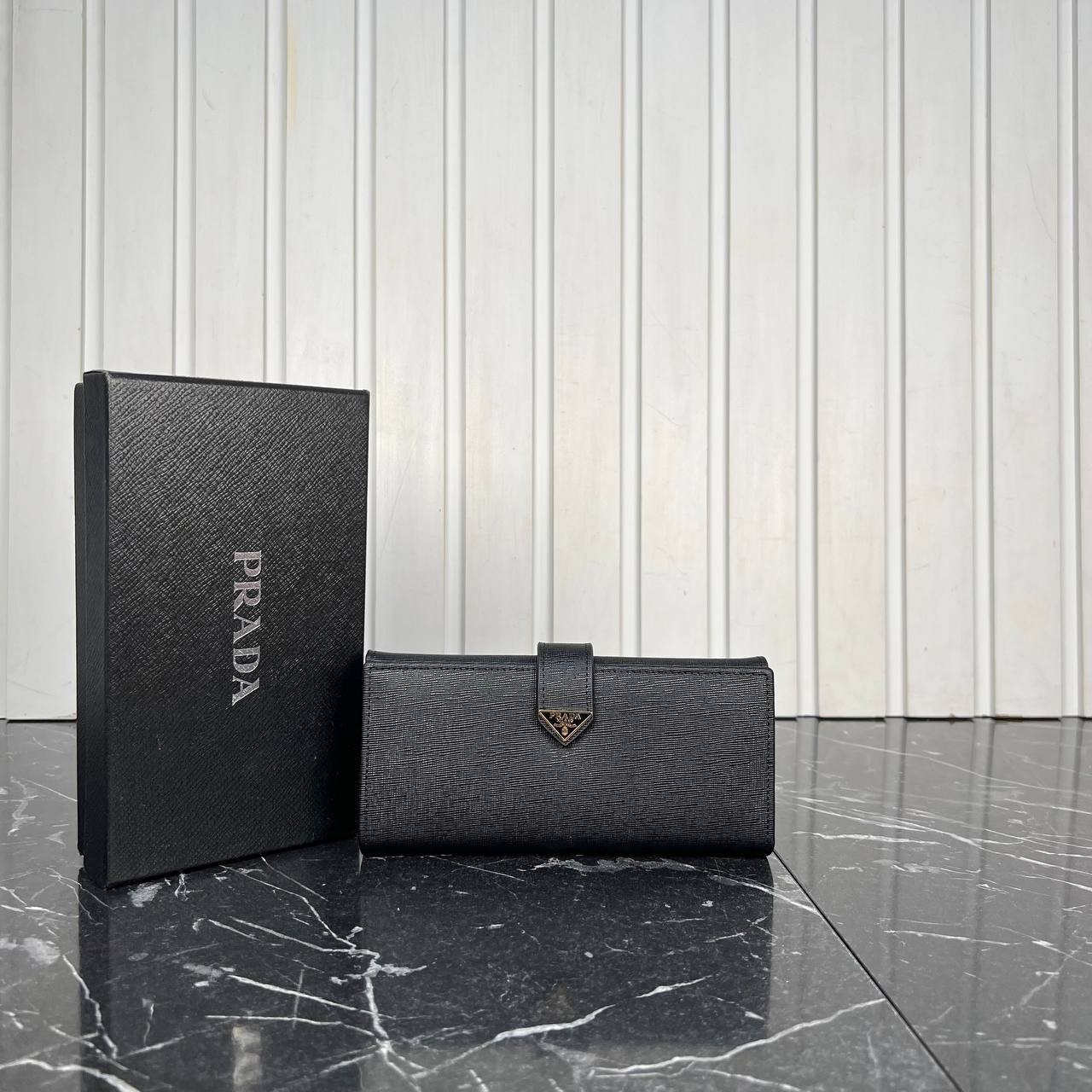 Saffiano Flap Wallet , Leather Fashion Wallets - Black