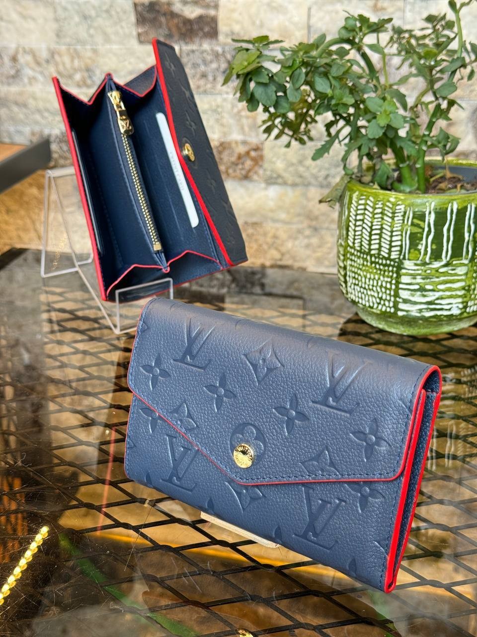 Leather Sarah Wallet, Highest Quality Luxury Wallets - NavyBlue