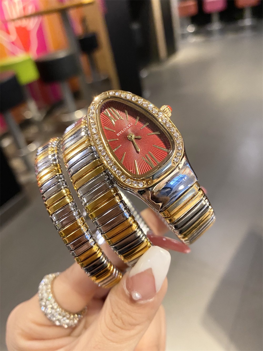 Luxury Snake WristWatch, Fashion Women Watches,Snake  - Gold-Silver-Red