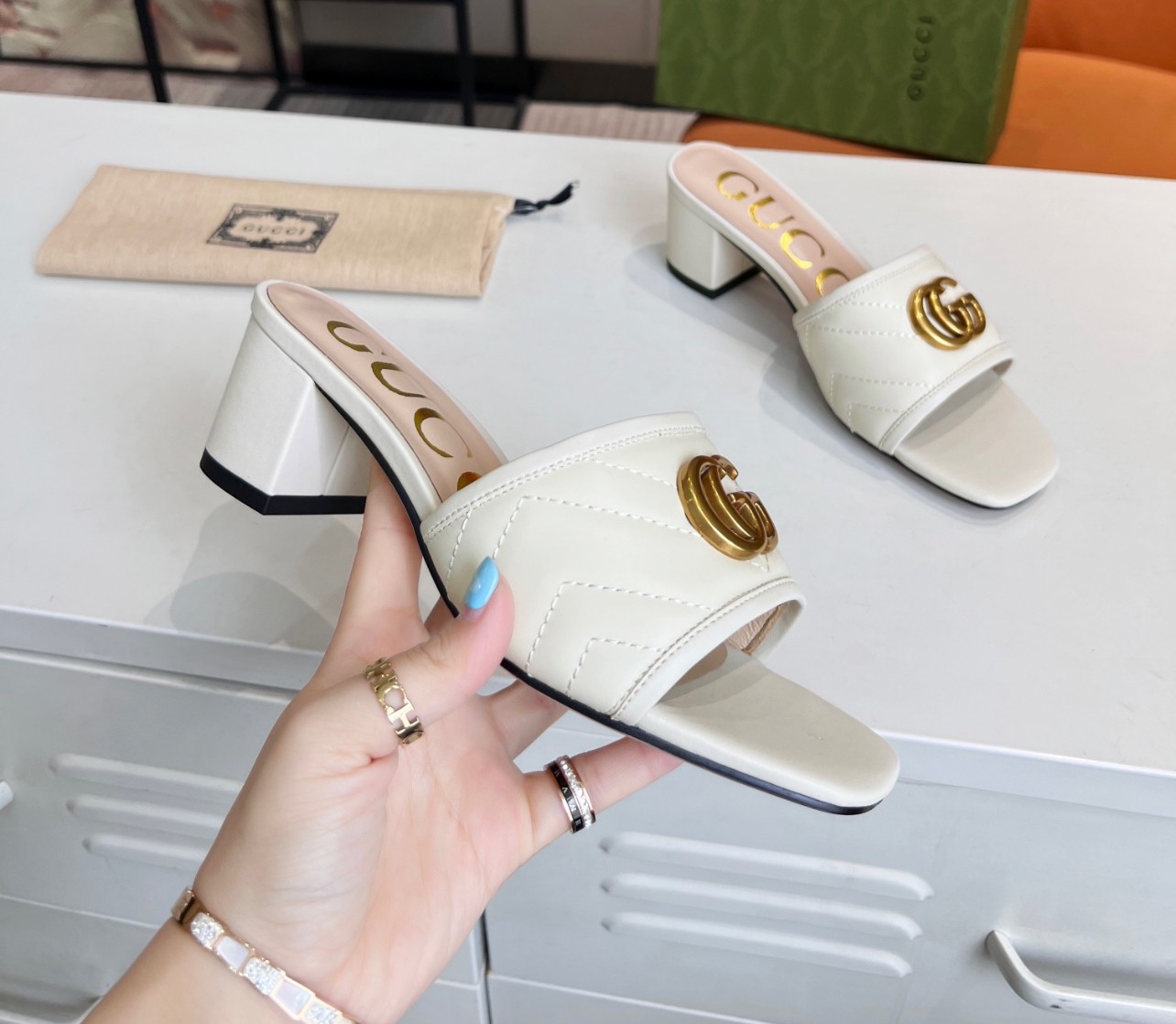 A+++ Quality Luxury Designer Heeled Leather Sandals 