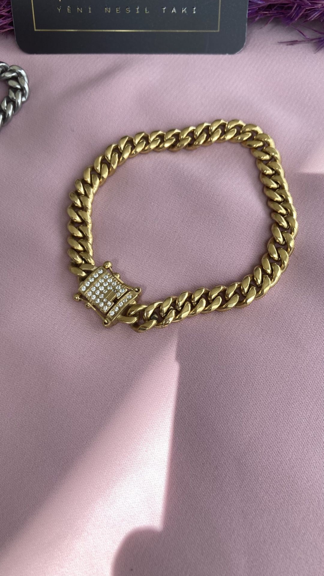 Özel Yapım Mıhlama Taş Kuyumcu Kilit Bileklik