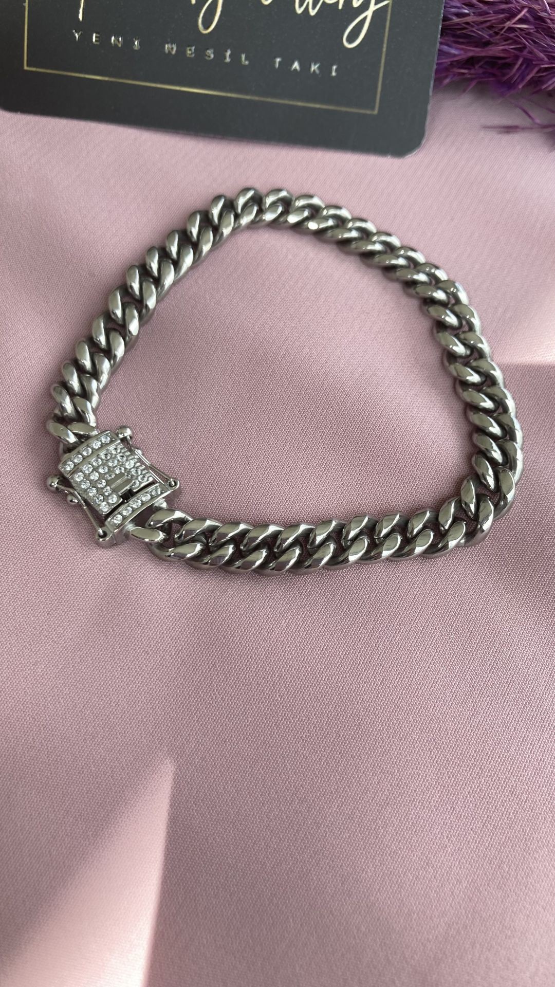 Özel Yapım Mıhlama Taş Kuyumcu Kilit Bileklik