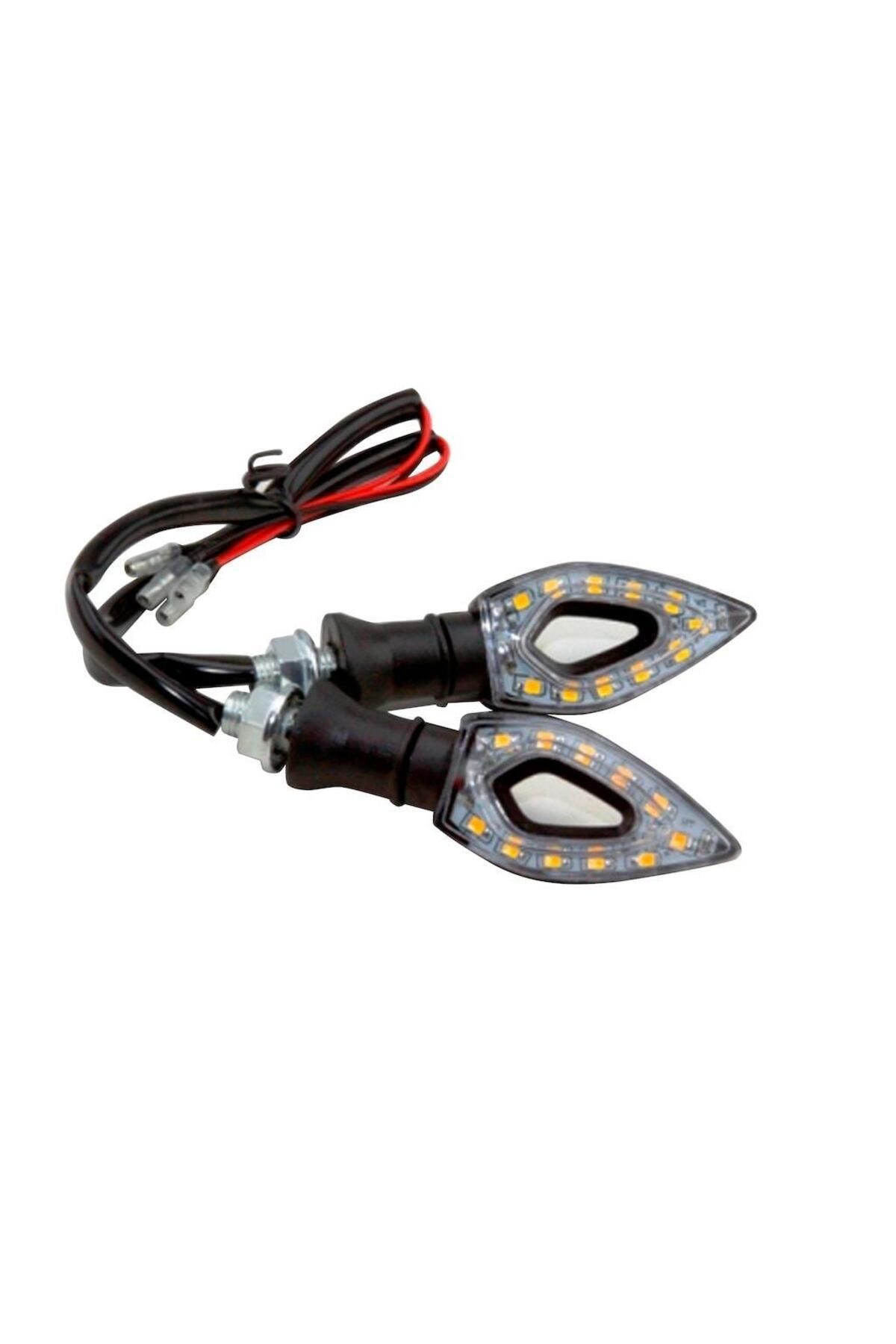 Delikli Siyah LED Motosiklet Sinyal Takımı – Sarı Işık 2’li Set