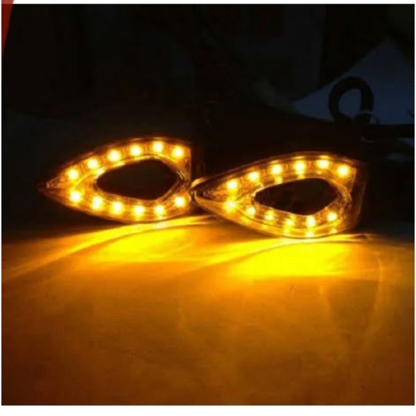 Delikli Siyah LED Motosiklet Sinyal Takımı – Sarı Işık 2’li Set