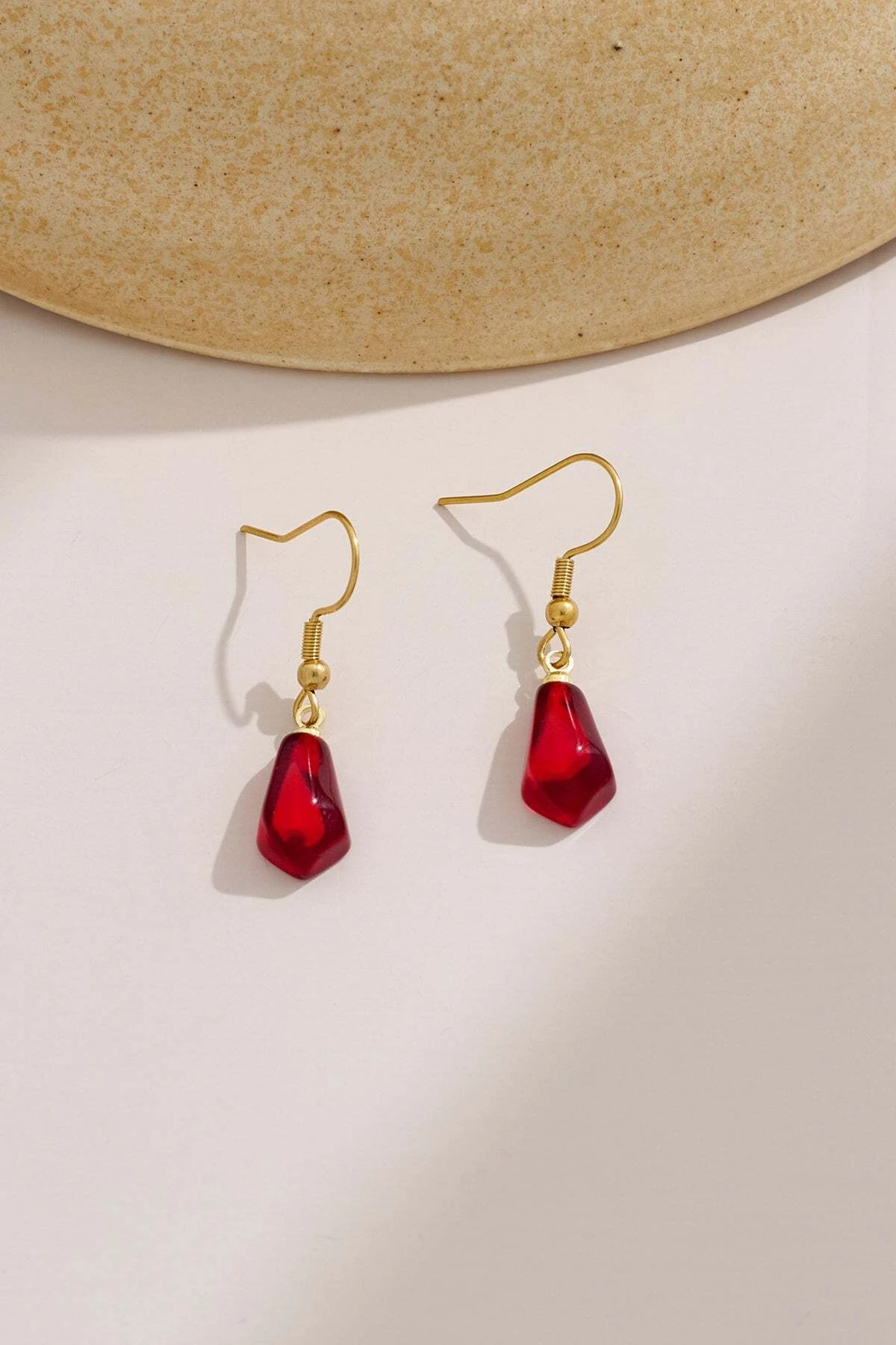 Nar Tanesi Murano Cam Altın Kaplama Küpe