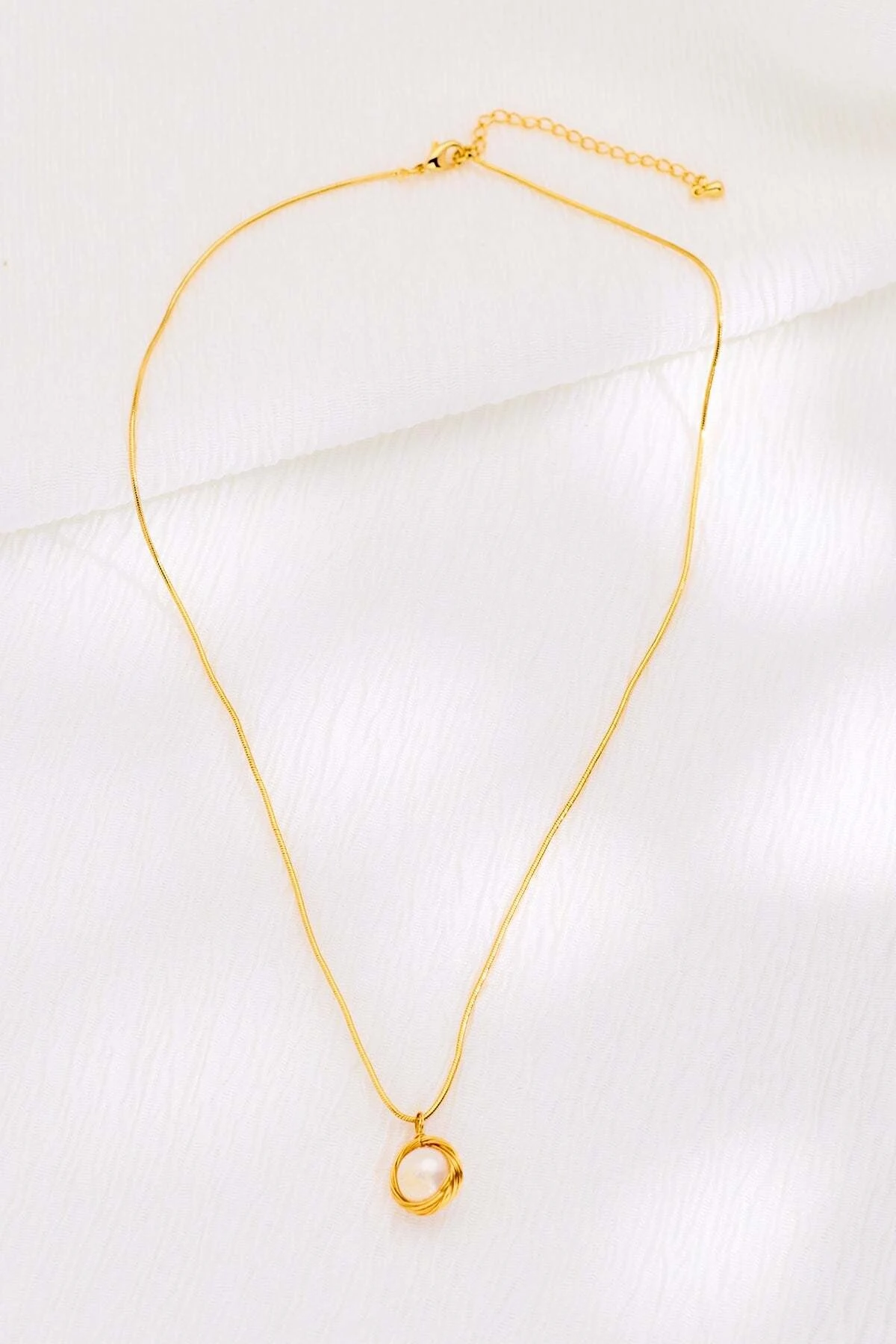 Sarmal İnci 18 K Altın Kaplama Kolye