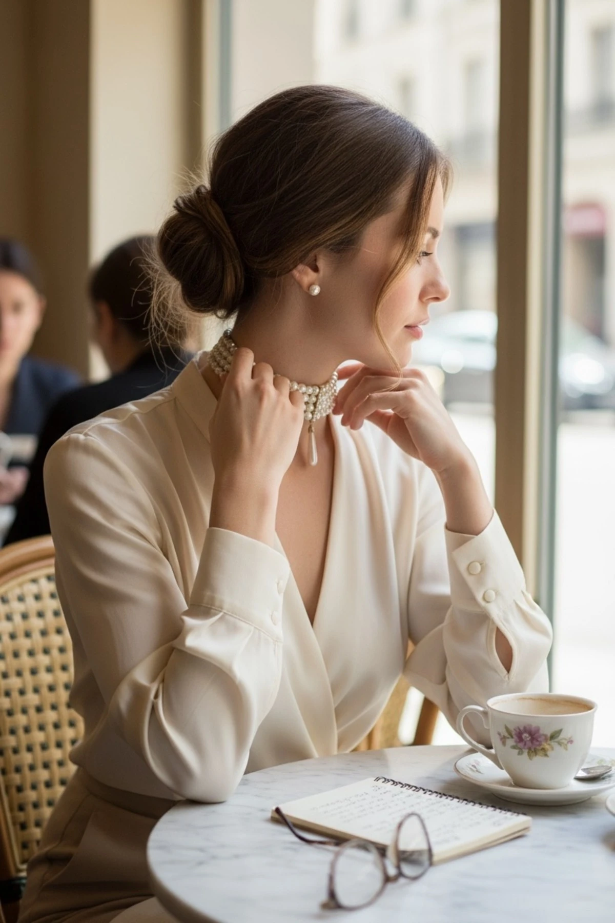 Zirkon Taşlı Su Damlası İnci Sallantılı Chooker Tasma İnci Kolye