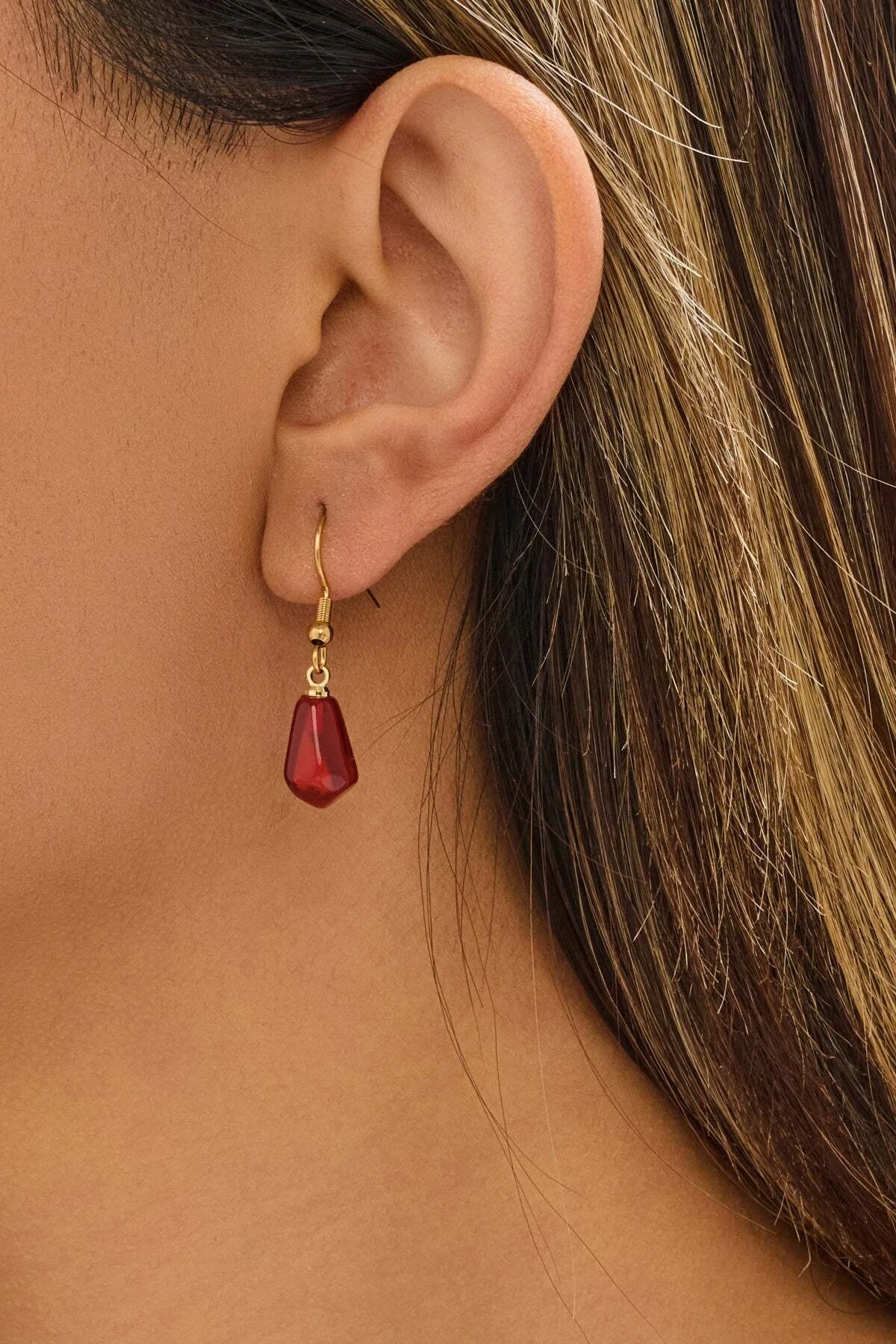 Nar Tanesi Murano Cam Altın Kaplama Küpe