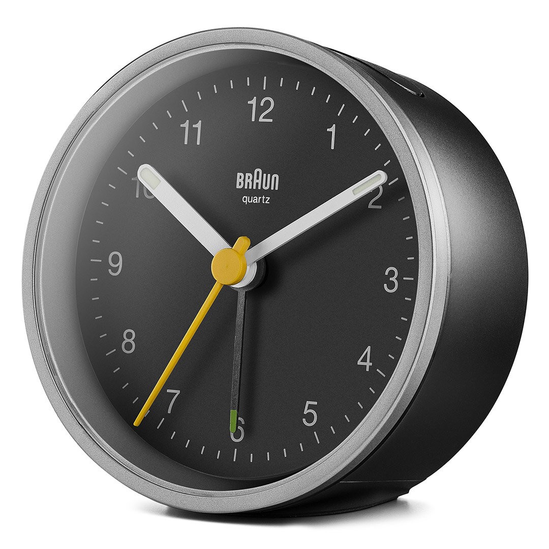 BRAUN BC12SB GÜMÜŞ-SİYAH KLASİK ANALOG ALARMLI MASA SAATİ