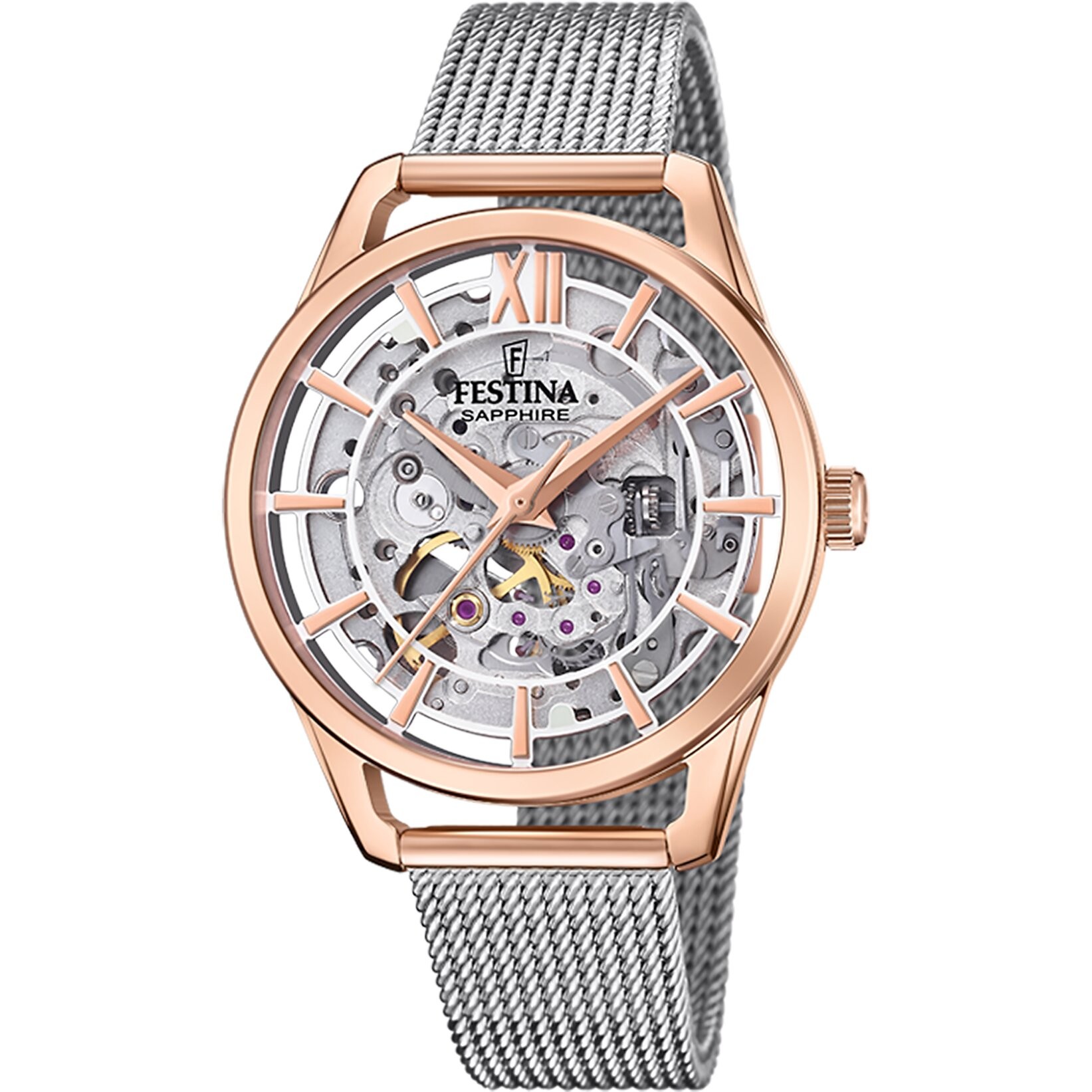FESTINA F20628/1 AUTOMATIC SKELETON SAPPHIRE KADIN KOL SAATİ - Şeffaf