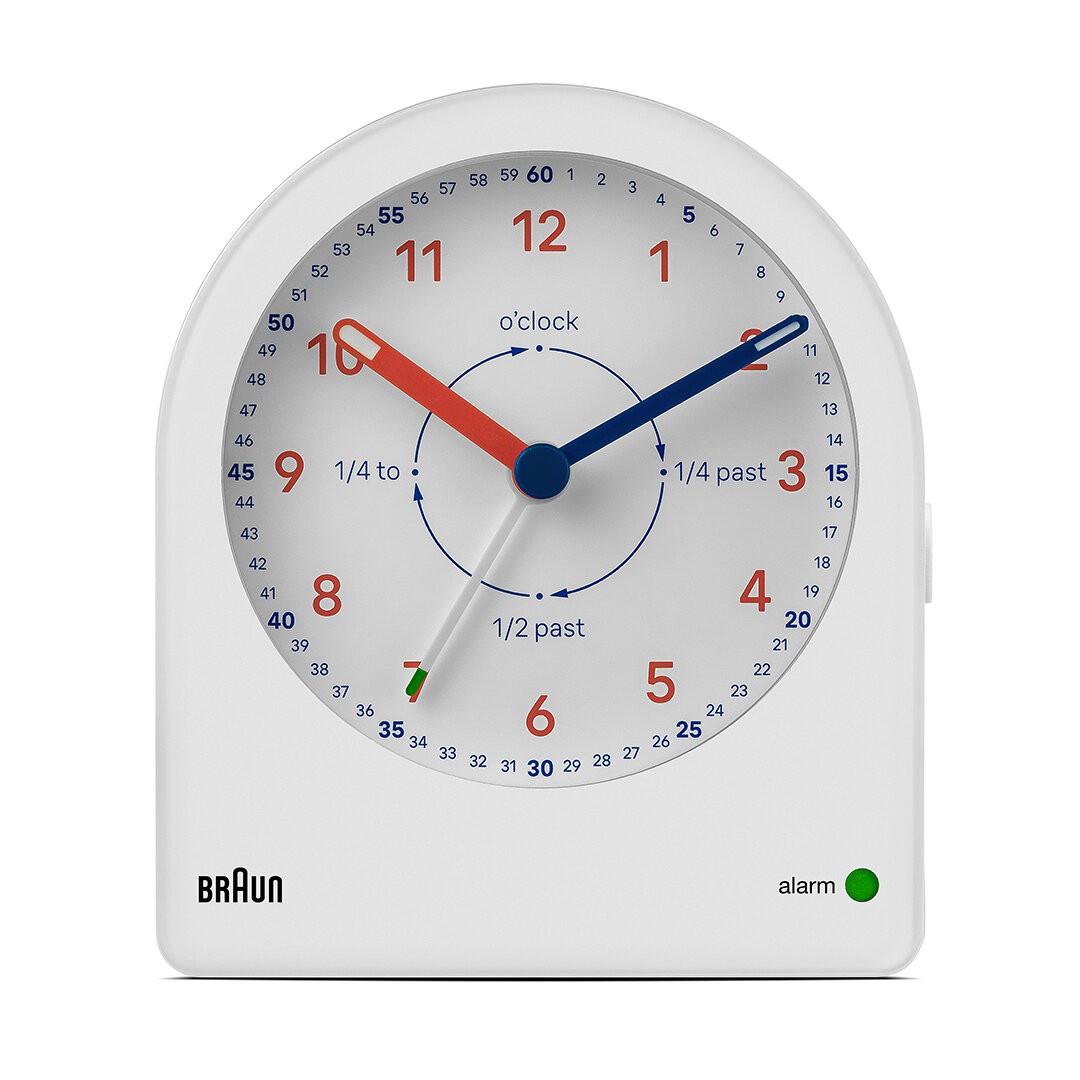 BRAUN BC22TW BEYAZ TIME TEACHERS ANALOG ALARMLI MASA SAATİ - Beyaz