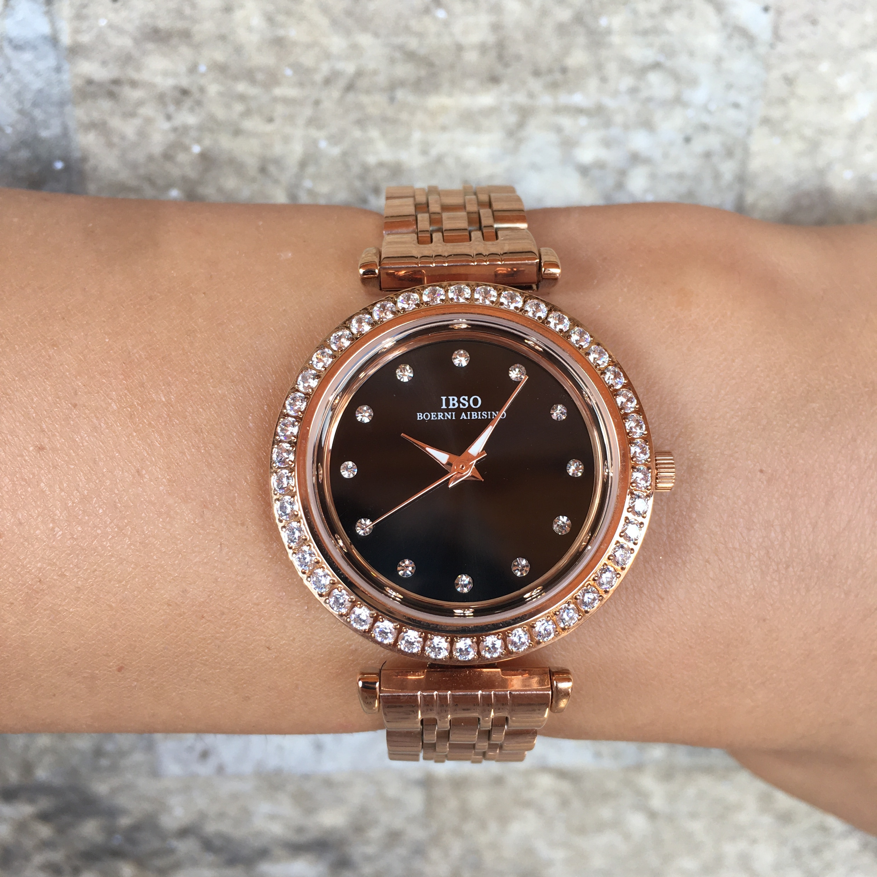 IBSO ROSEGOLD ZARİF ŞIK TAŞLI KALİTELİ KADIN KOL SAATİ