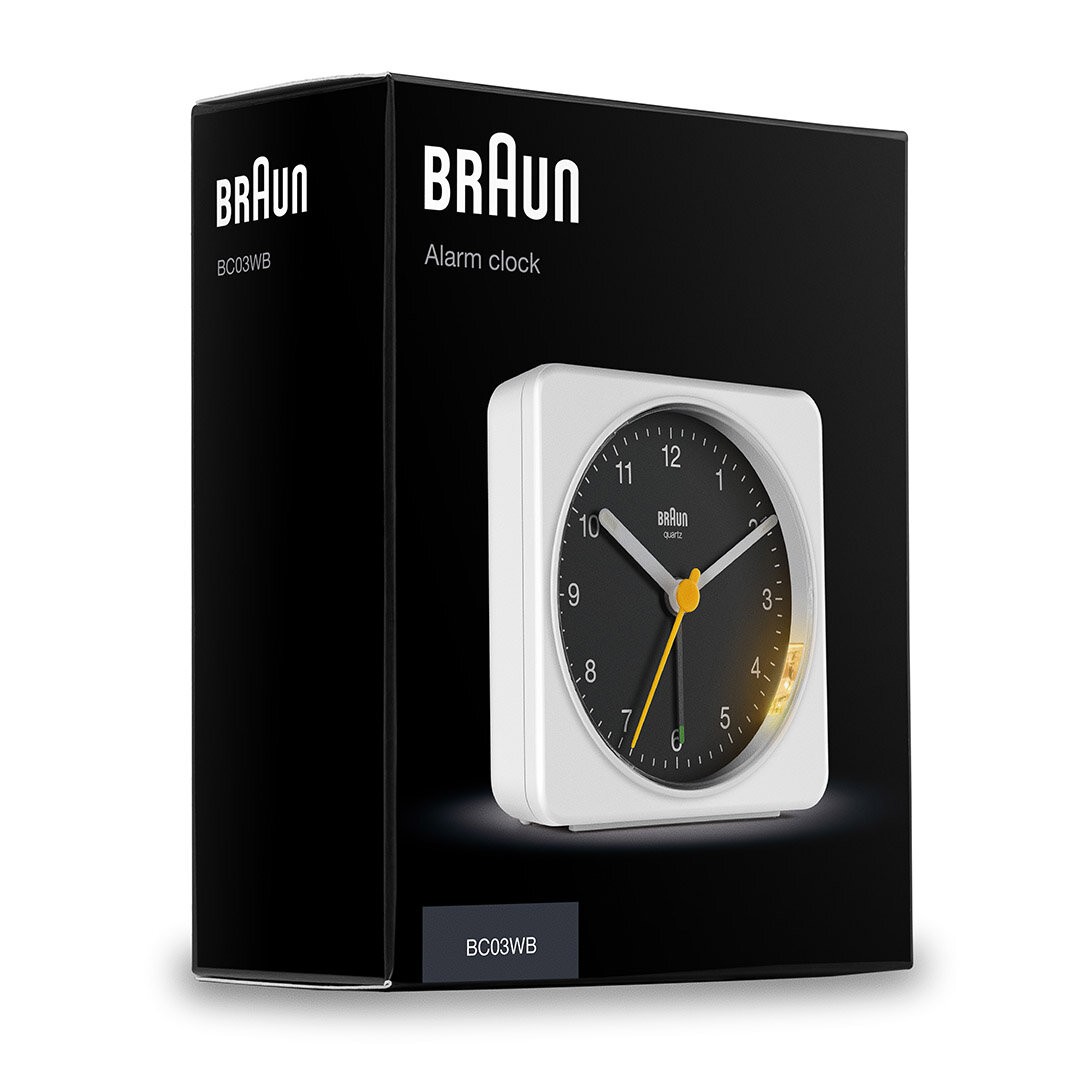 BRAUN BC03WB BEYAZ-SİYAH KLASİK SEYAHAT ANALOG ALARMLI MASA SAATİ