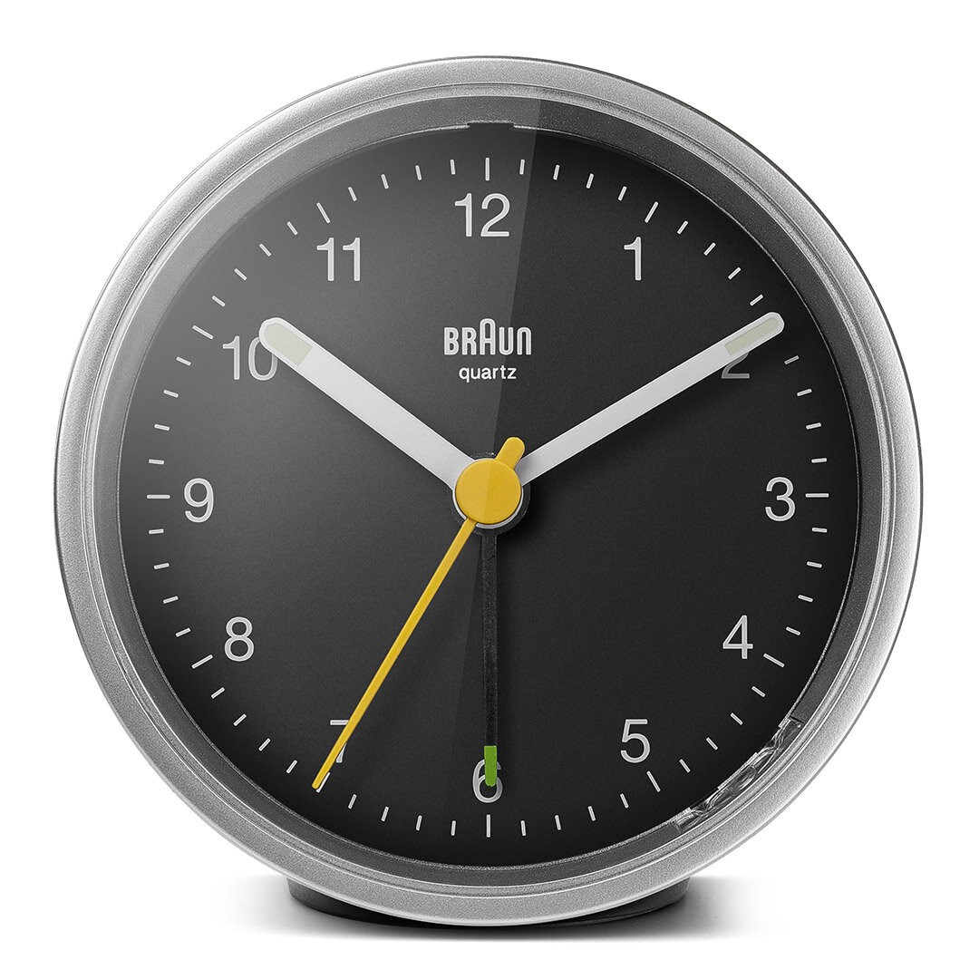 BRAUN BC12SB GÜMÜŞ-SİYAH KLASİK ANALOG ALARMLI MASA SAATİ - Siyah