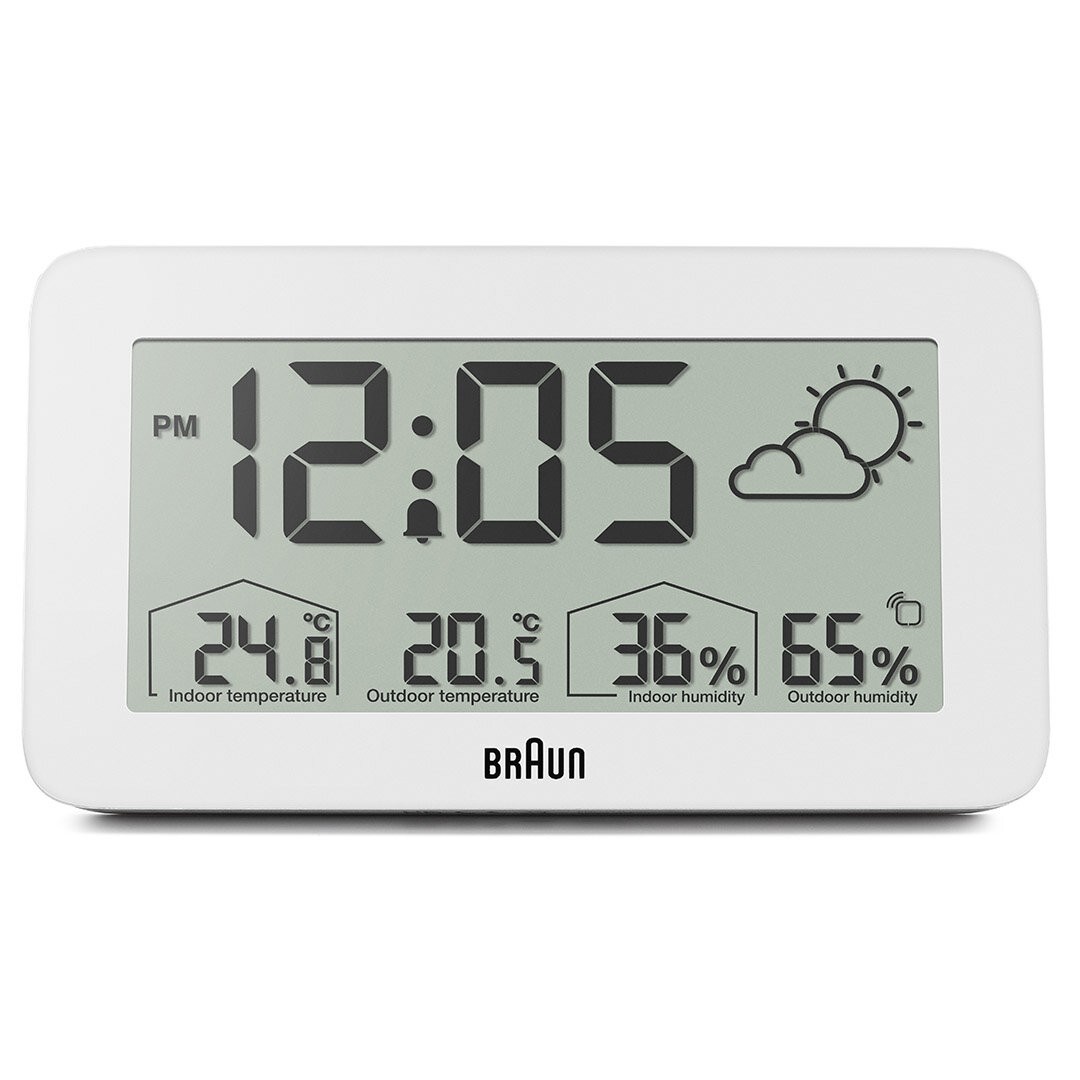 BRAUN BC13WP BEYAZ DİJİTAL HAVA DURUMU ALARMLI MASA SAATİ - Beyaz