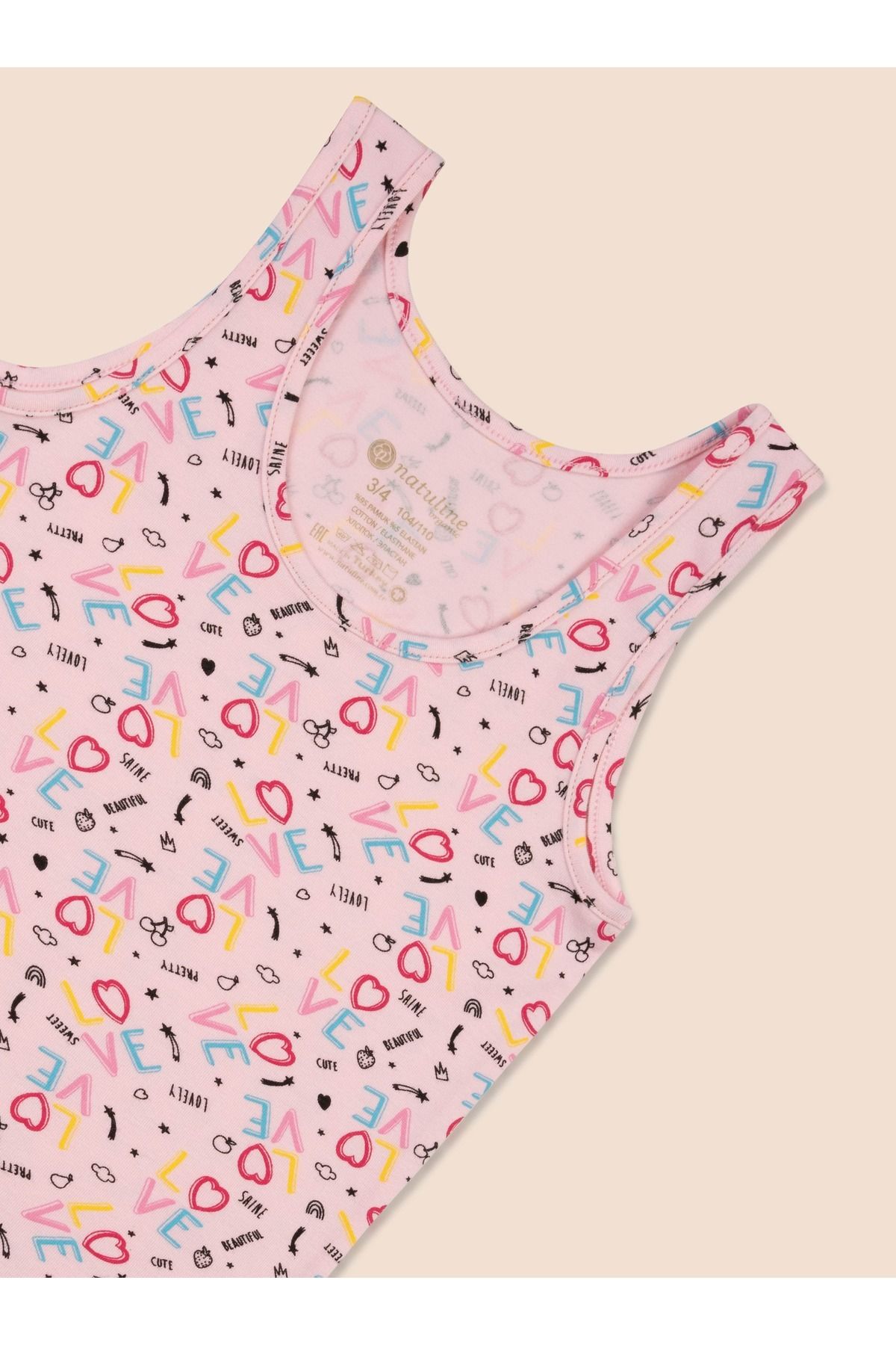 Kız Çocuk Organik Pamuklu likralı Atlet Empirme Love 6'lı Paket