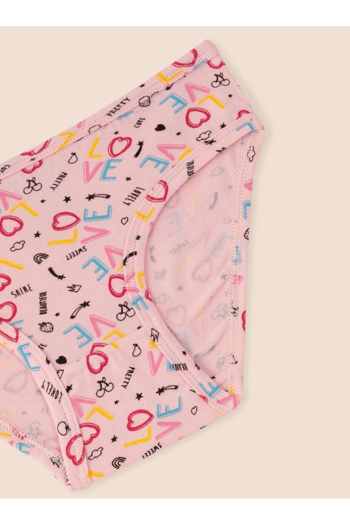 Kız Çocuk Organik Pamuklu Likralı Külot Empirme Love 6'lı Paket